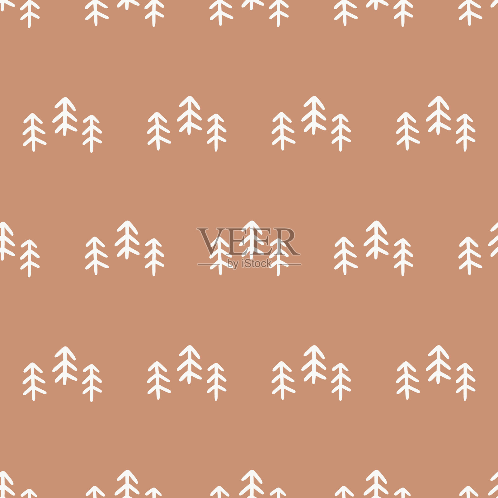 陶土上的极简主义白色树图案插画图片素材