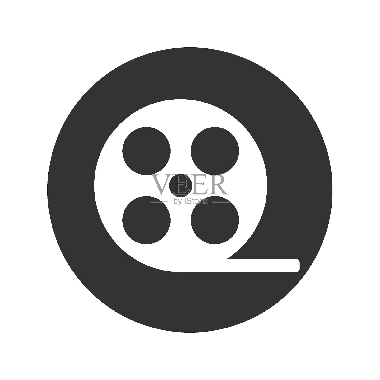 电影卷轴矢量图标。电影院标志矢量模板隔离在白色背景上。插画图片素材