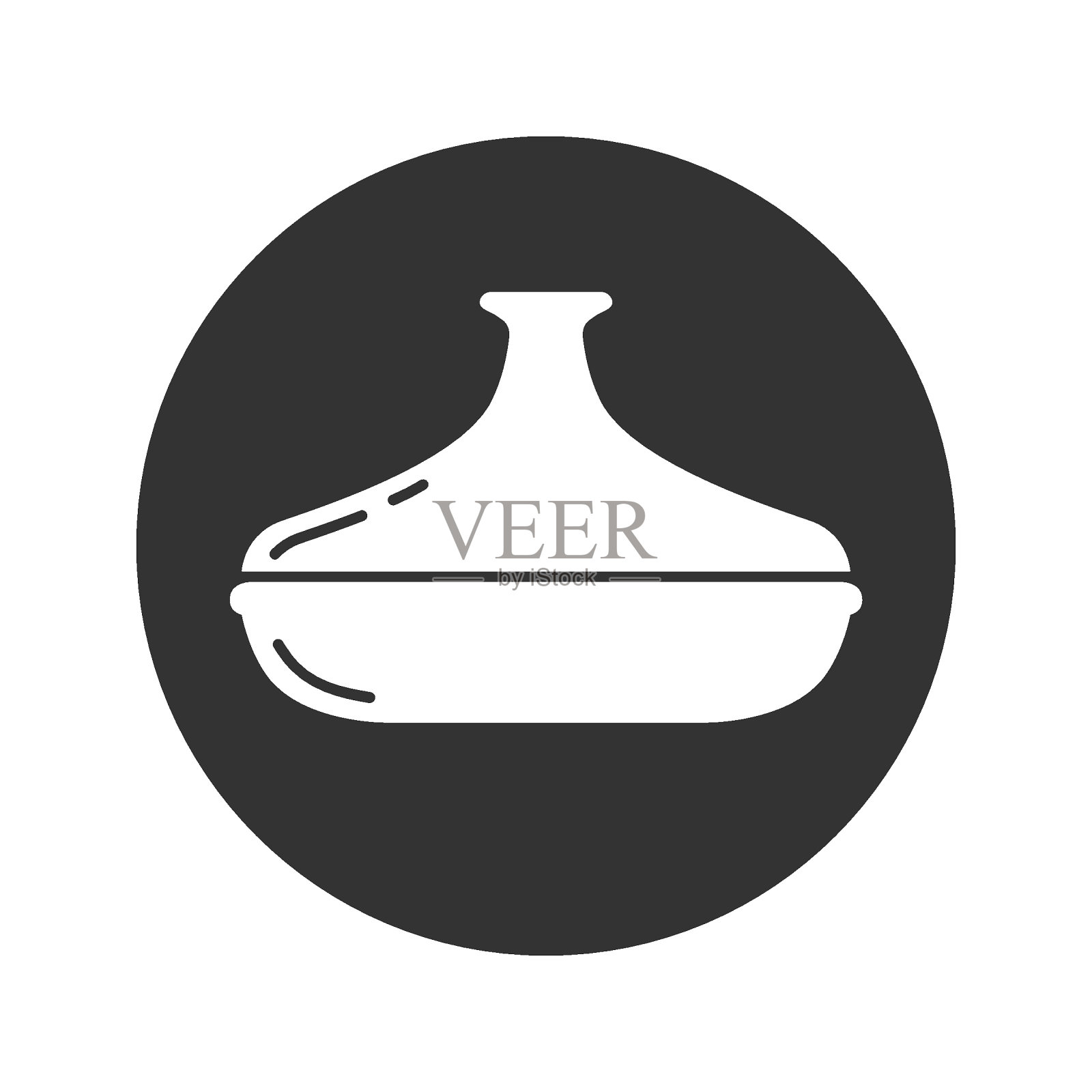 锅图标。带盖的陶瓷锅的轮廓图标。黑色简单插图的特殊摩洛哥炊具。平面隔离矢量象形图上的白色背景插画图片素材