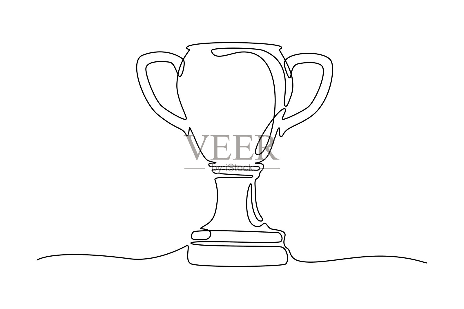 获胜者奖杯连续一行图标绘制插画图片素材
