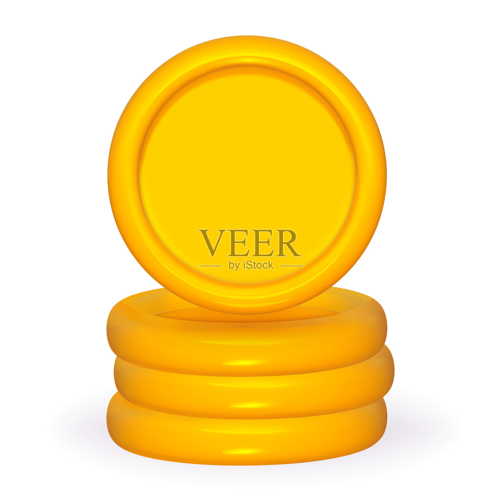 3d硬币黄金堆栈矢量插图隔离。钱黄堆。游戏币塔。插画图片素材