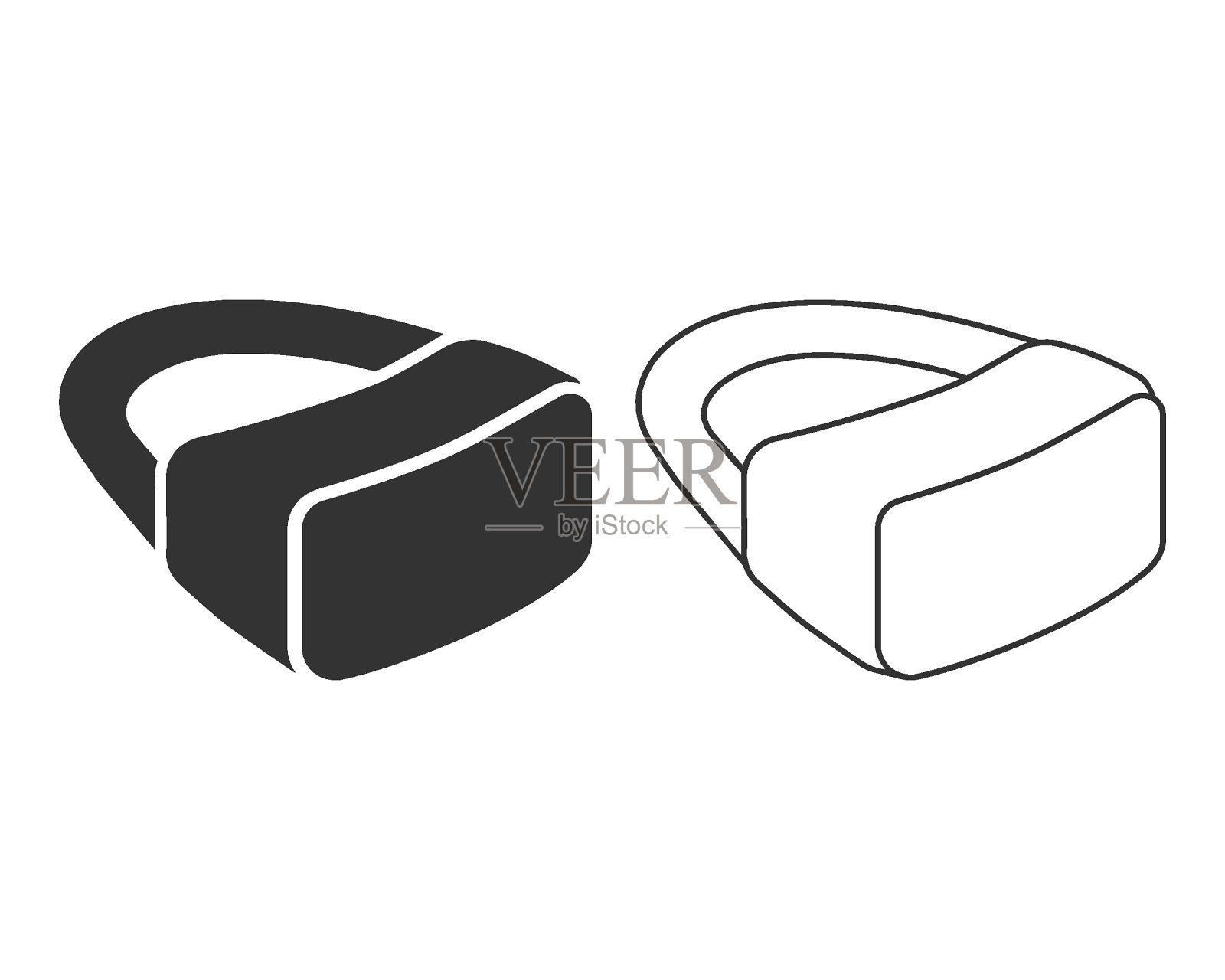 Vr眼镜矢量线图标。可用于打印，移动和web应用程序。插画图片素材