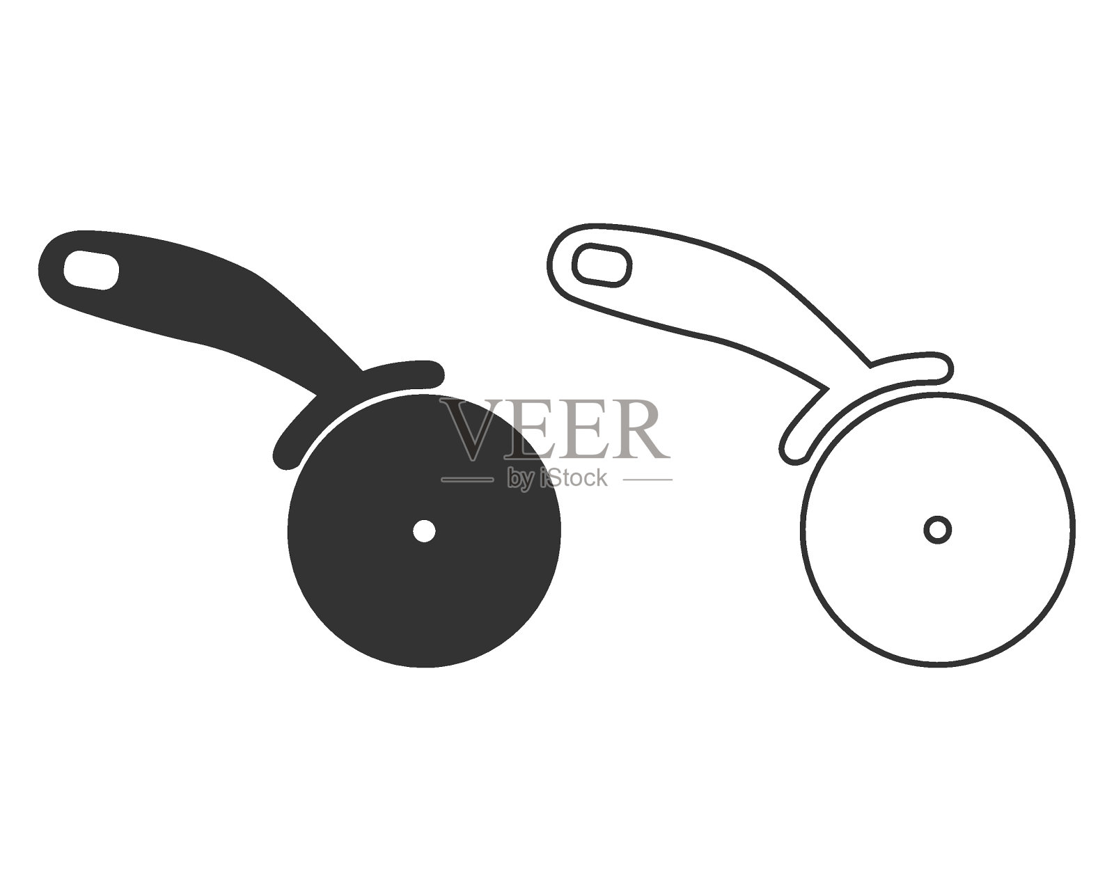 披萨刀刀线图标在现代平面风格标志插画图片素材