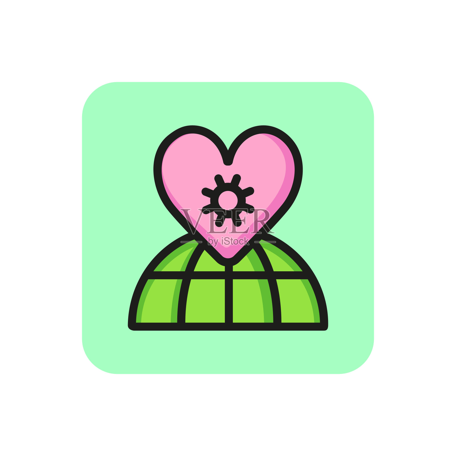 行星关怀线图标插画图片素材