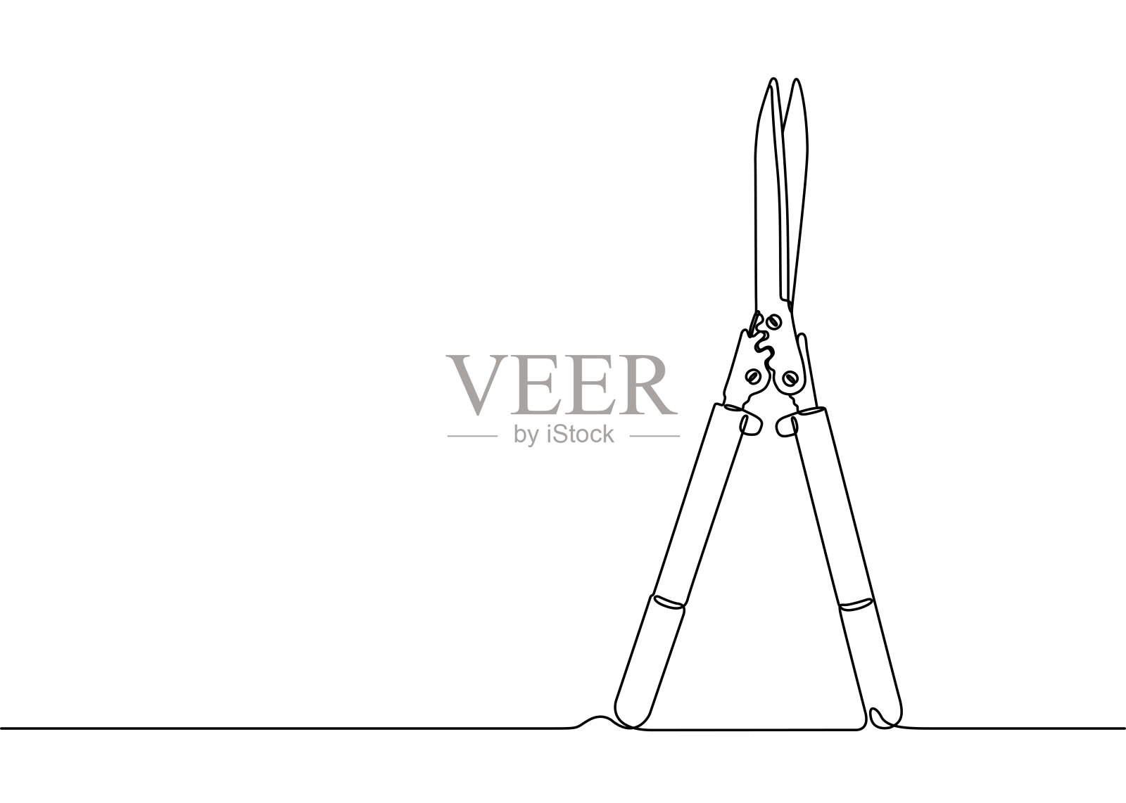 园艺树篱修剪线条绘制与可编辑的笔触和颜色元素插画图片素材