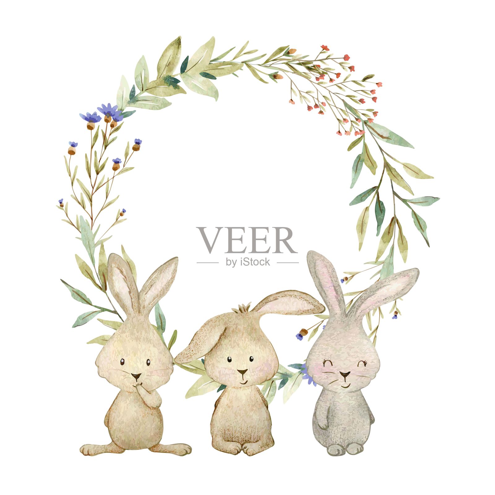 水彩森林框架。插画图片素材