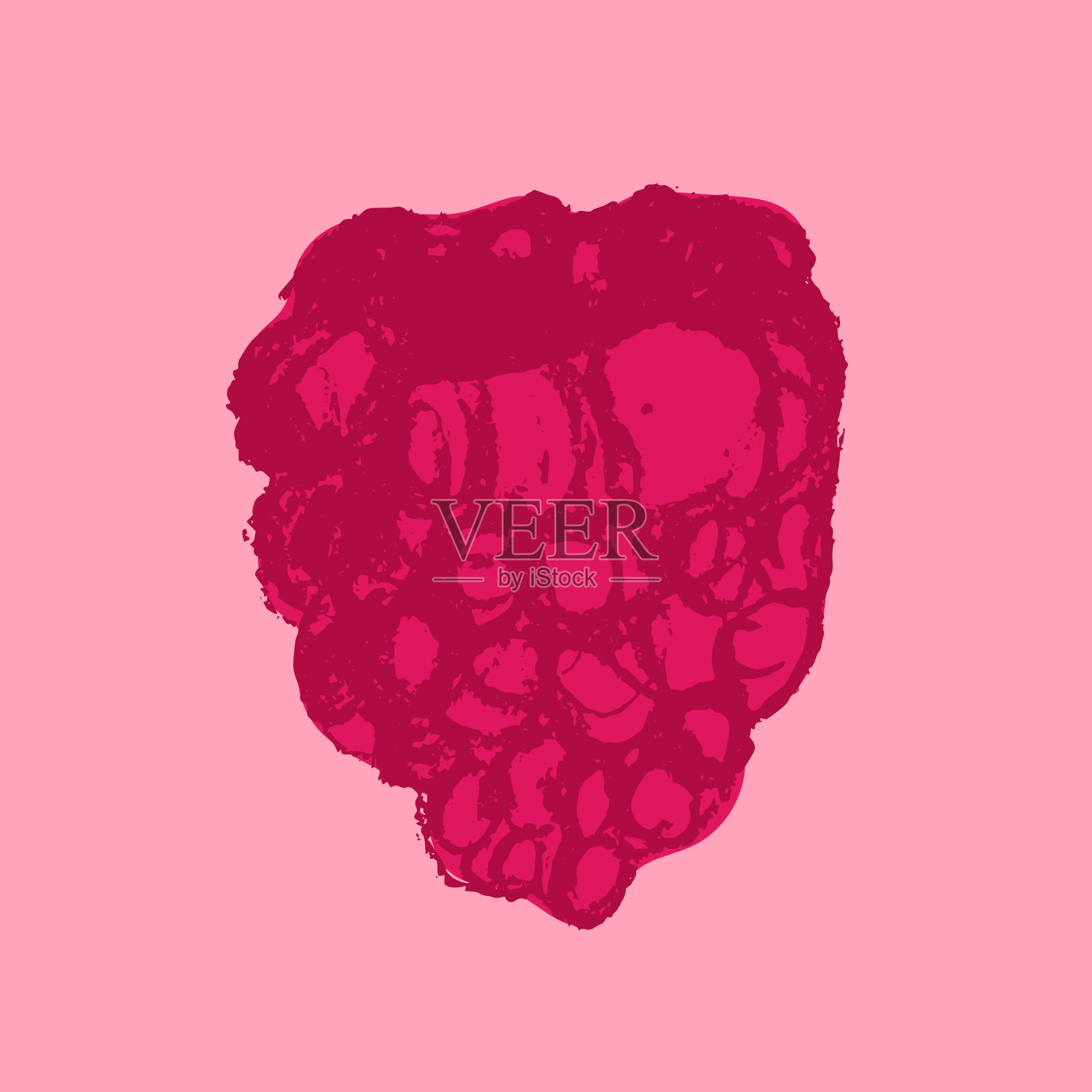 树莓符号，树莓插图。粉红色的浆果图标标志设计。插画图片素材