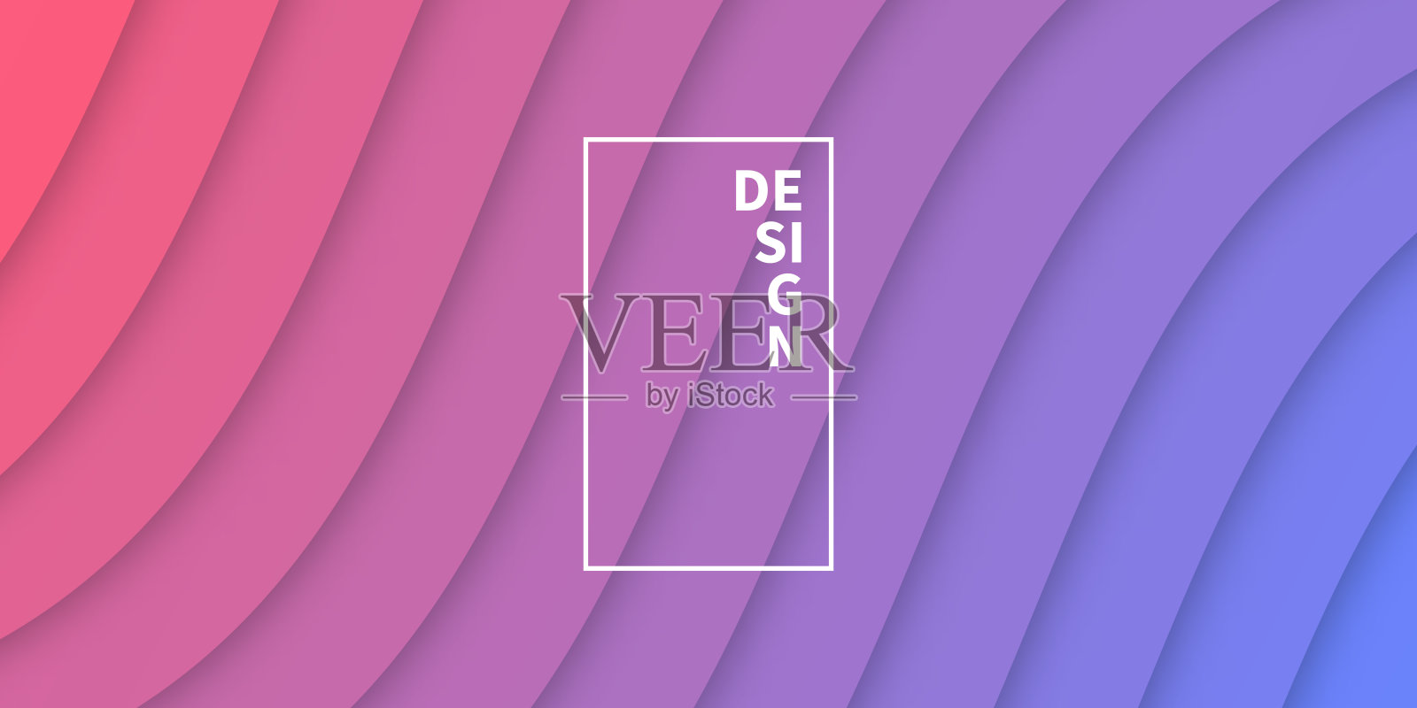 紫色抽象波浪形状-剪纸背景-新潮的3D设计插画图片素材