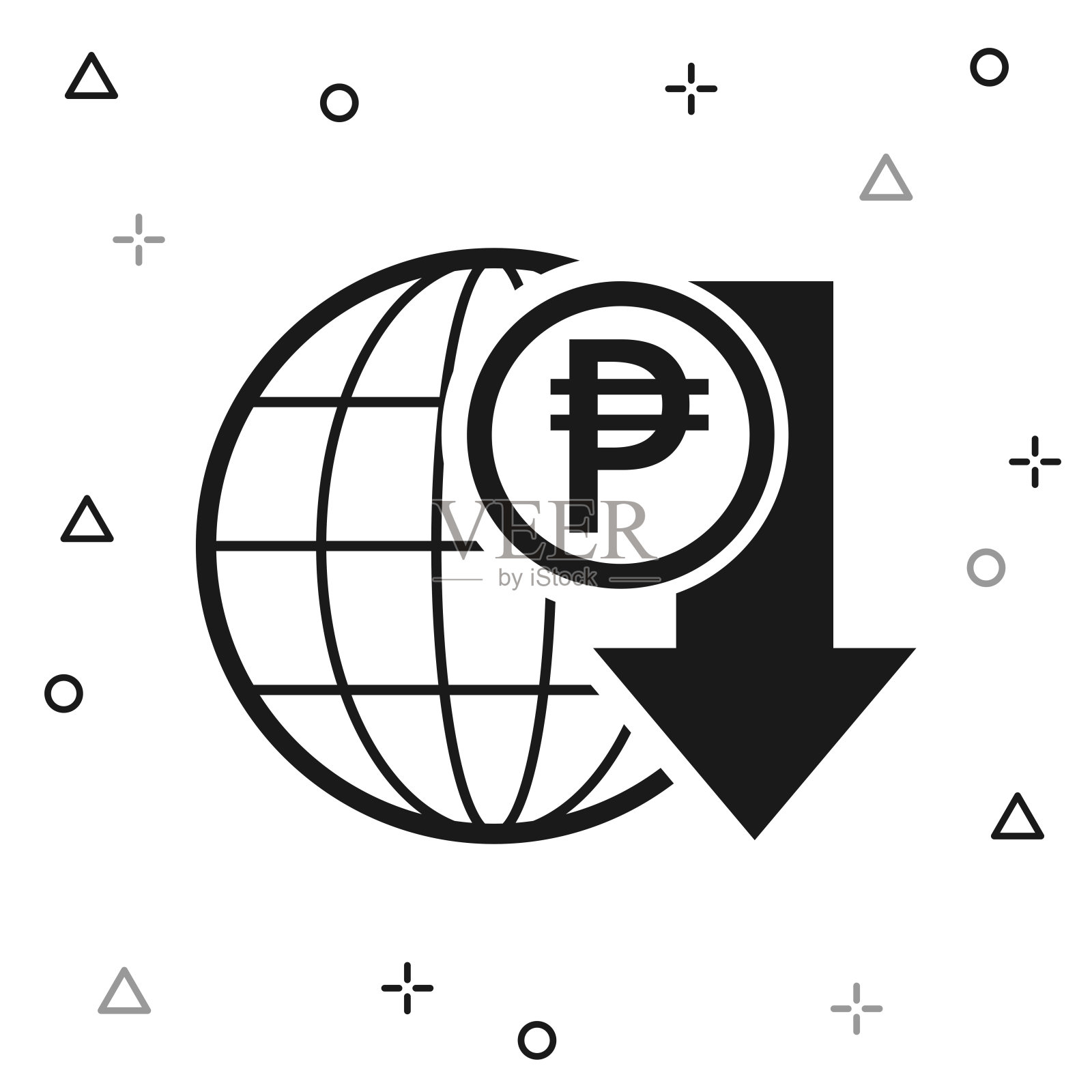 比索汇率下降。白色背景图标插画图片素材