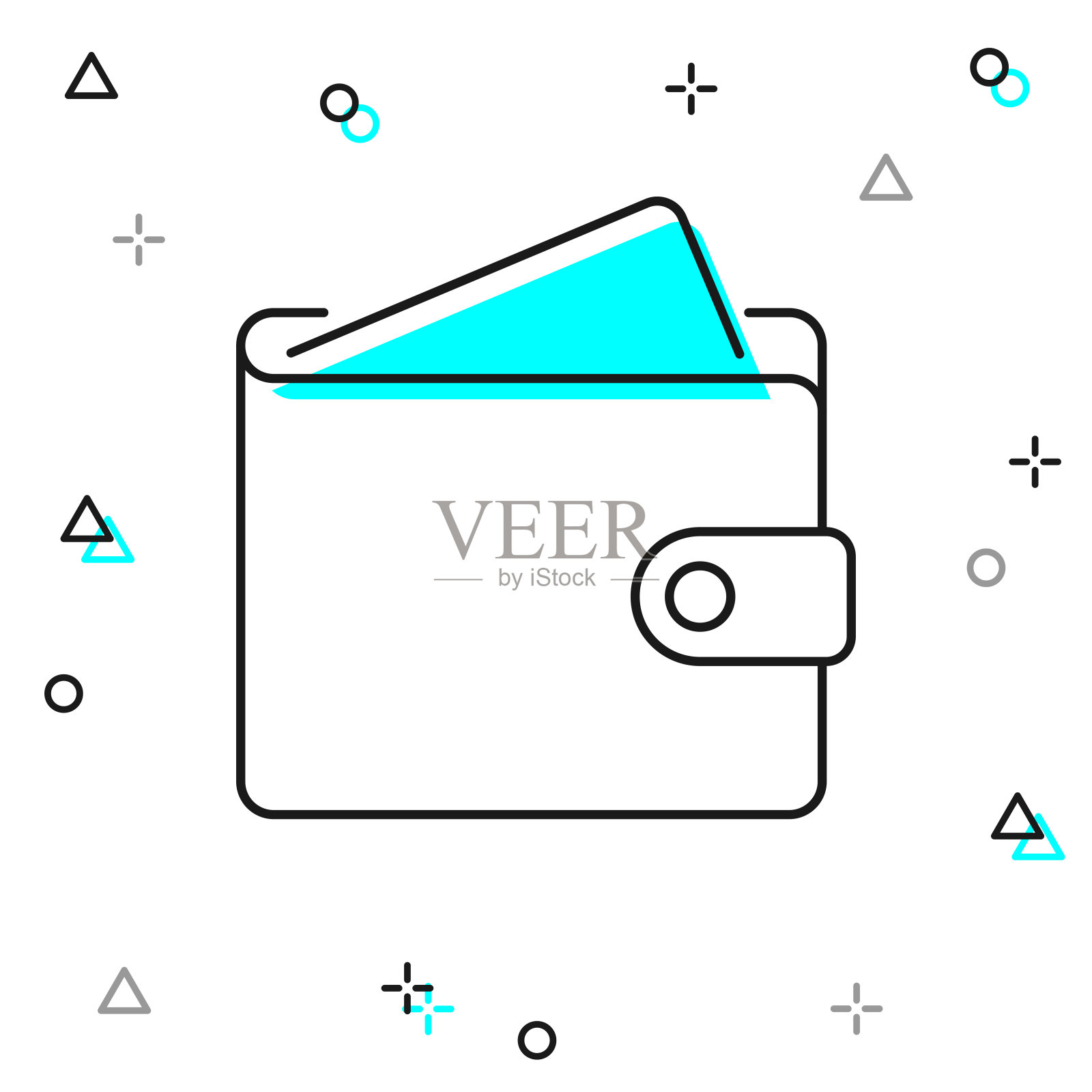 钱包。白色背景上的线图标插画图片素材