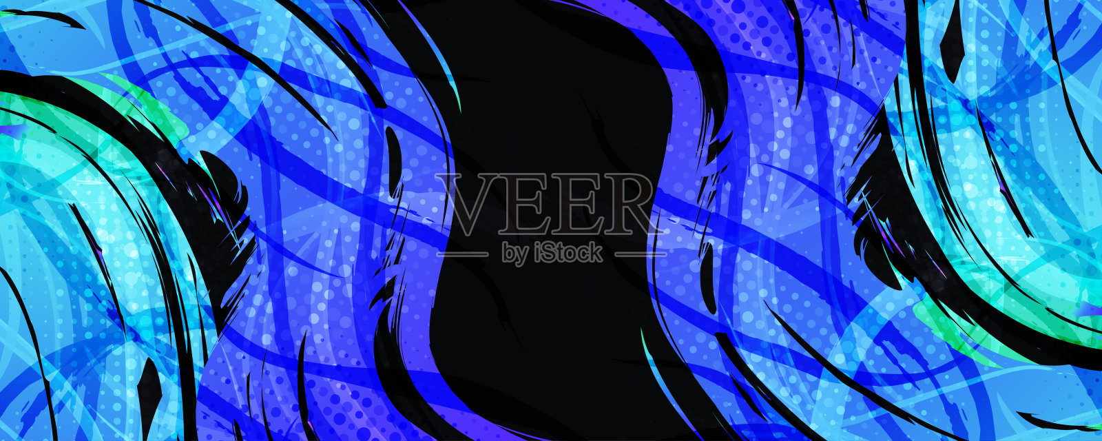 抽象充满活力和色彩渐变刷背景与半色调效果。垃圾运动横幅设计。一笔插图插画图片素材