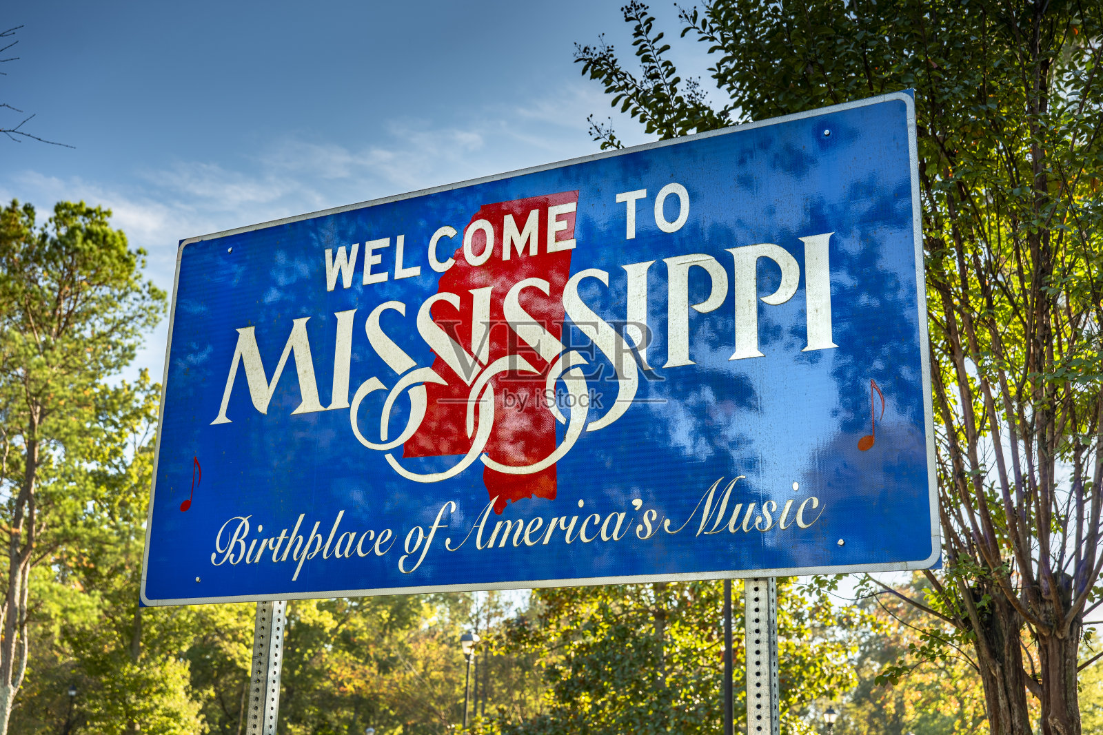 欢迎来到密西西比州边界标志照片摄影图片