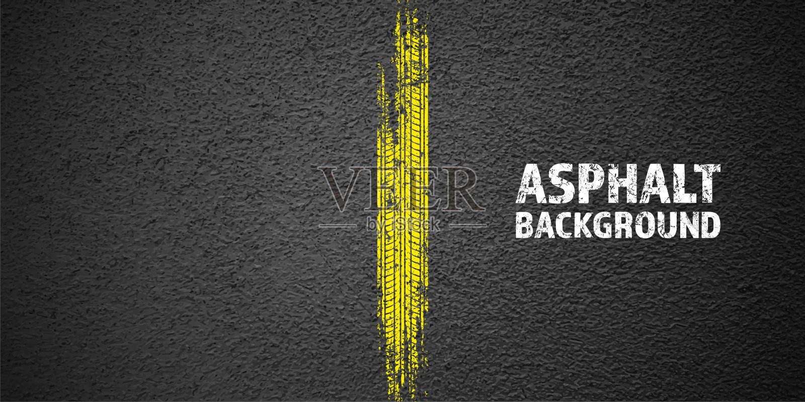 黄色的轮胎痕迹，车轮刹车痕迹。卡车，汽车或摩托车胎面图案轮廓。汽车竞赛、赛车运动、竞速设计元素。沥青纹理。矢量图插画图片素材