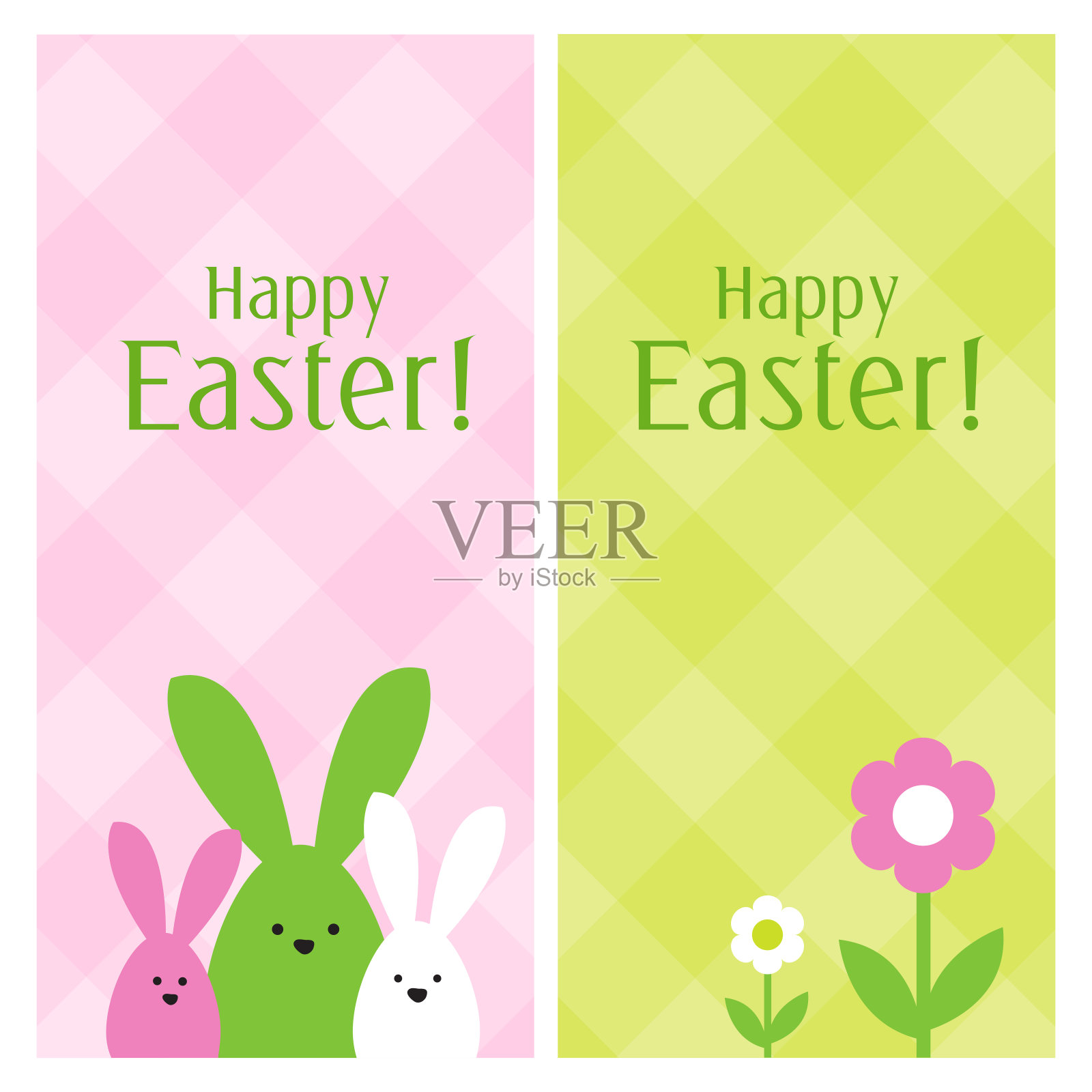 庆祝春天的复活节旗帜。复活节兔子家庭。设计元素。插画图片素材