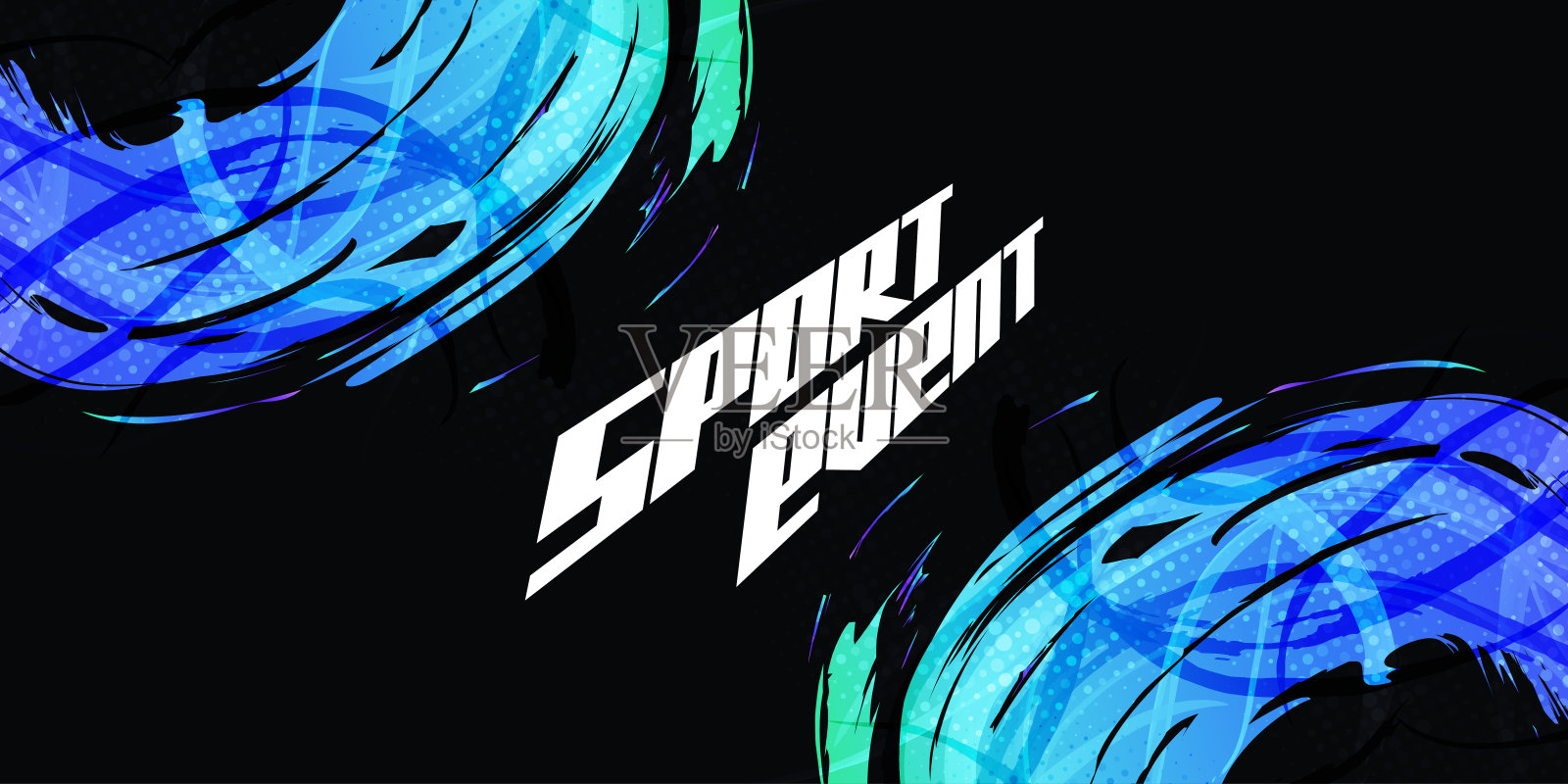 抽象充满活力和色彩渐变刷背景与半色调效果。垃圾运动横幅设计。一笔插图插画图片素材