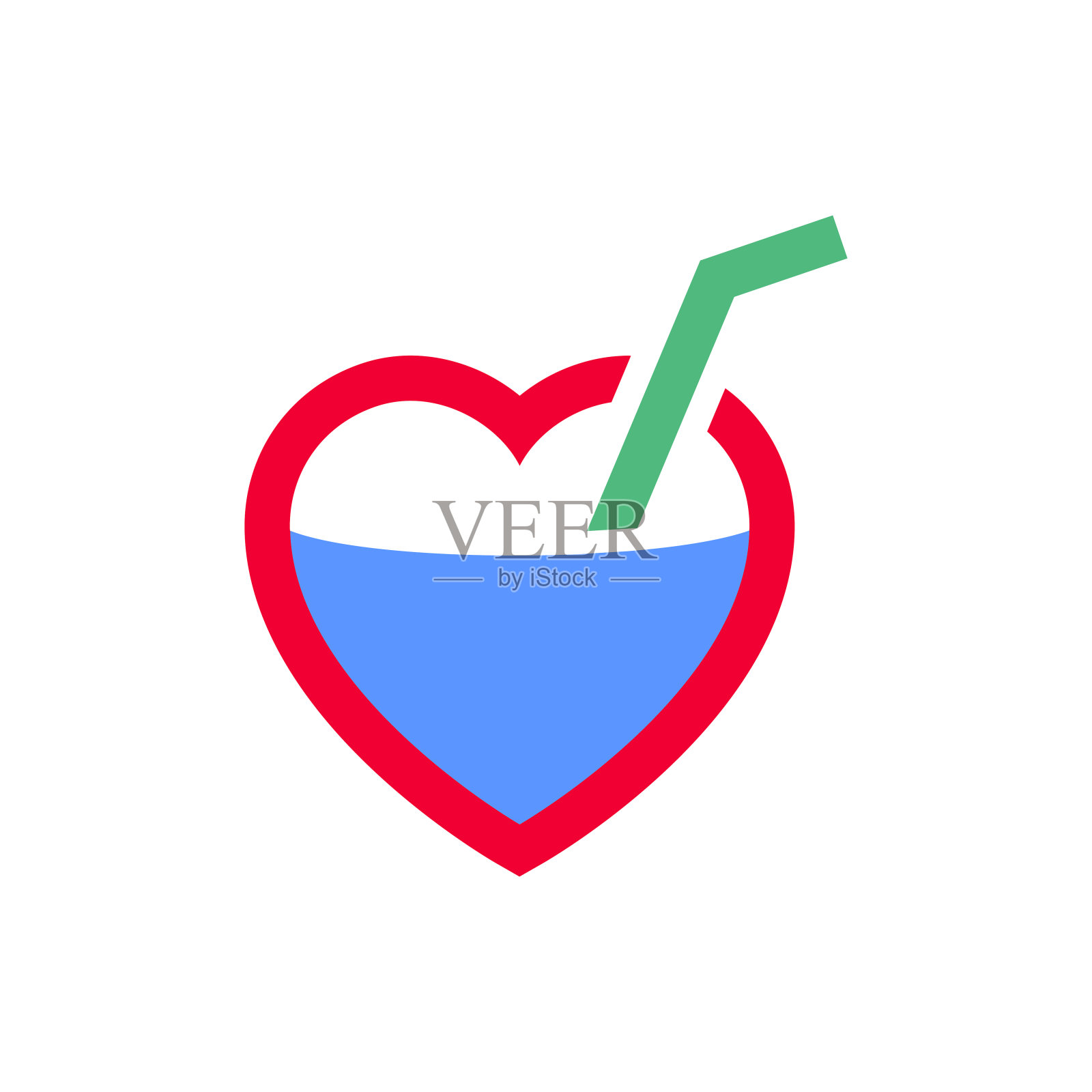 热带鸡尾酒图标或情人节标志插画图片素材