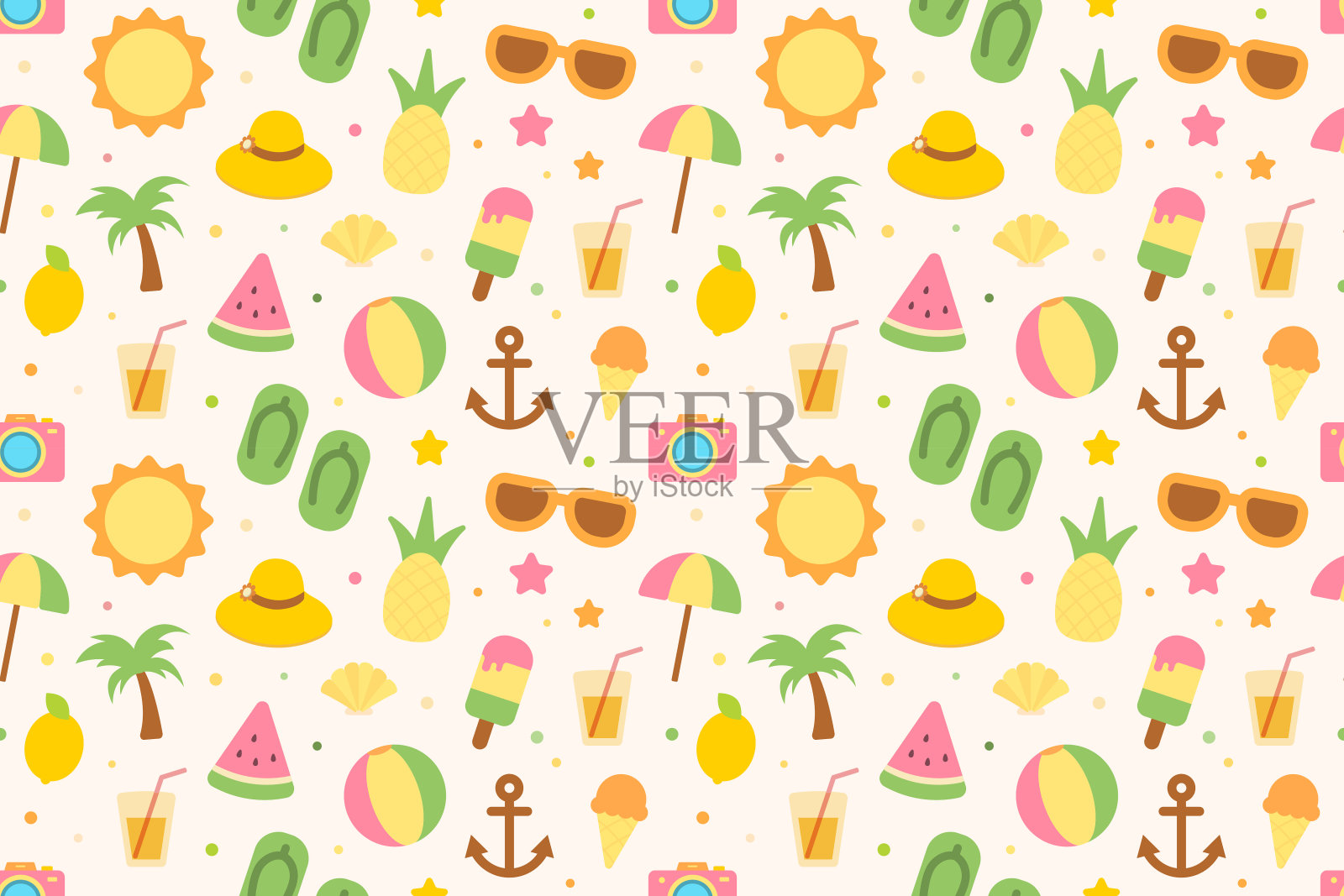 夏季主题无缝花纹插画图片素材