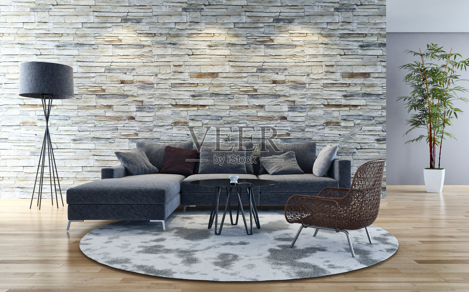 大型豪华现代明亮内饰客厅模型插图3D渲染图像照片摄影图片