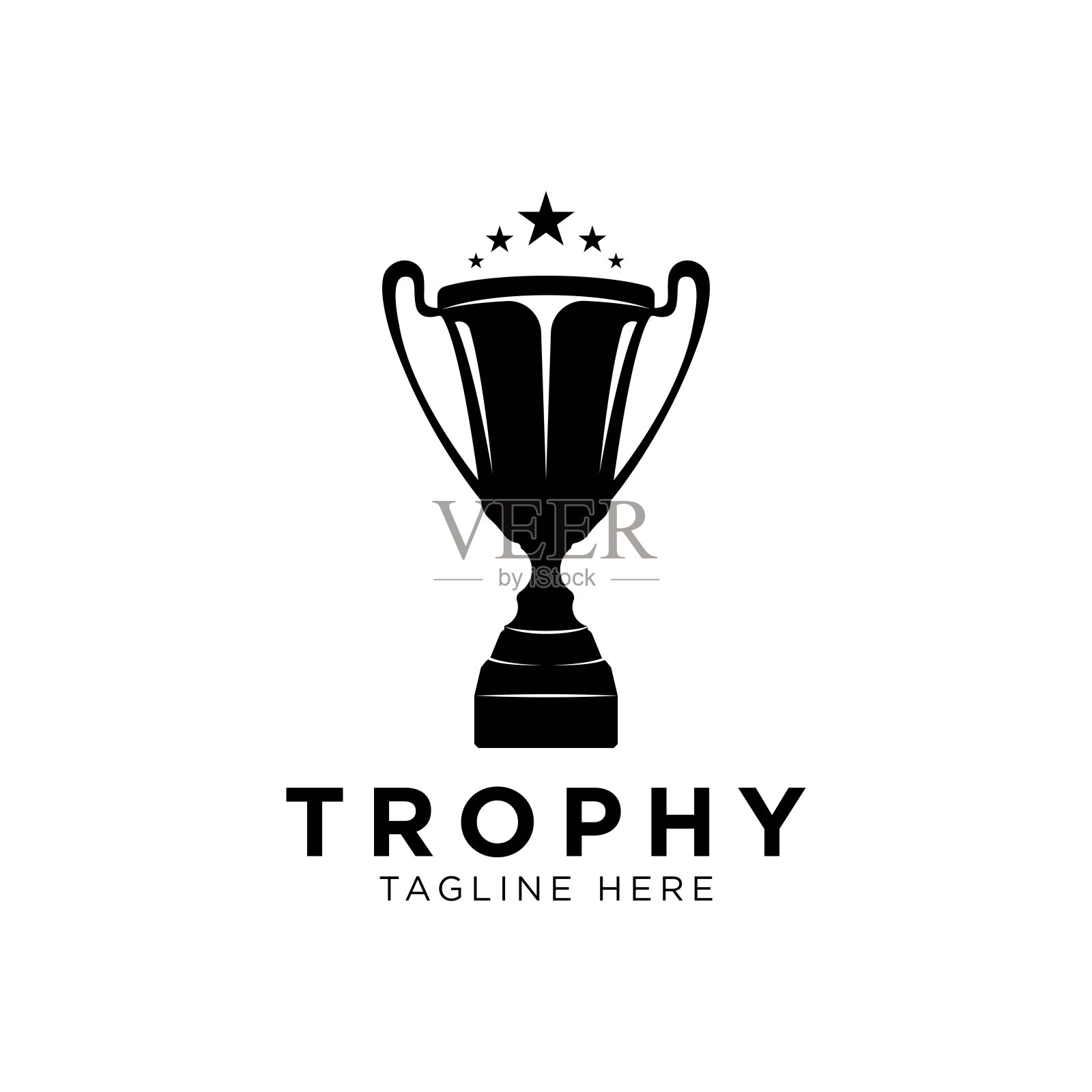 奖杯矢量标志图标。冠军奖杯标志图标为获胜者奖标志模板插画图片素材