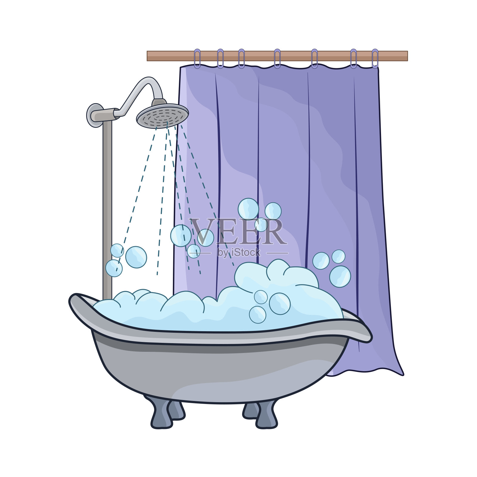 浴缸插画图片素材