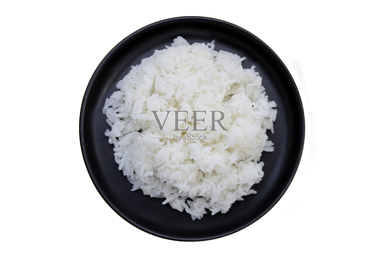 在圆盘子上煮熟的米饭照片摄影图片