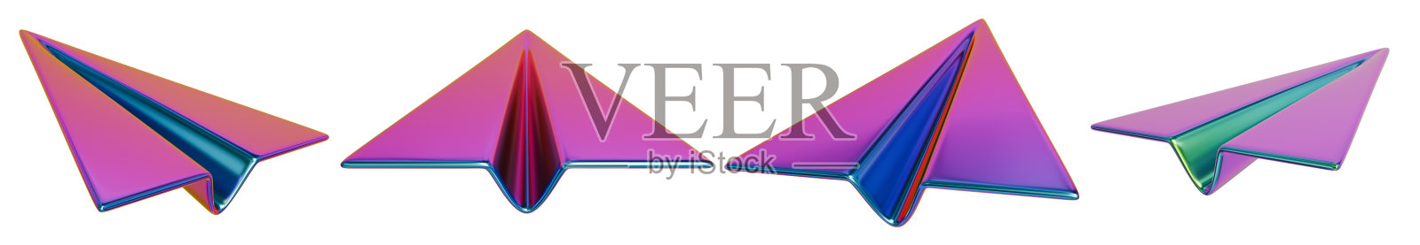 全息彩色纸平面。彩虹金属折叠平面。3 d渲染。照片摄影图片