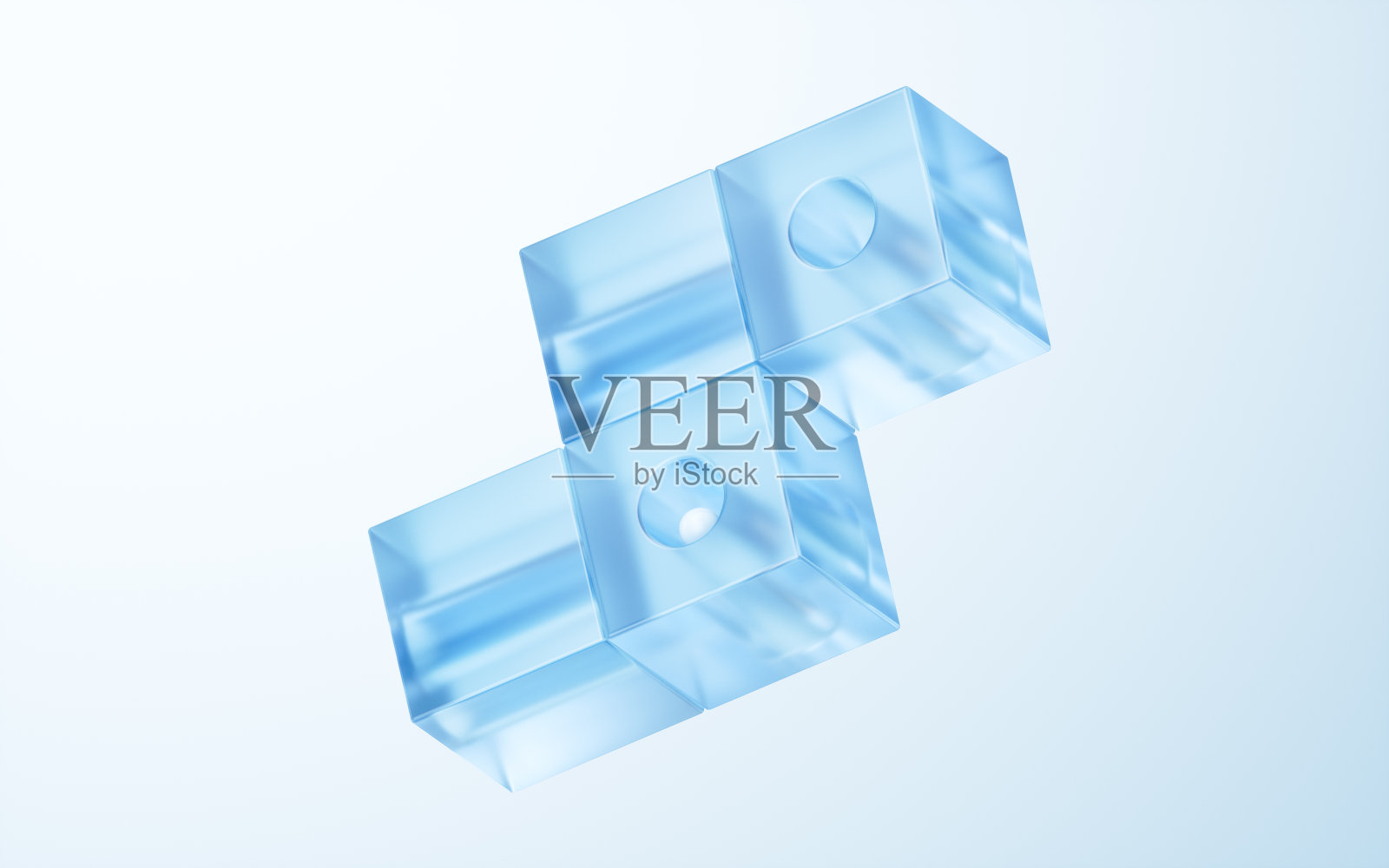 玻璃立方体与明亮的光背景，3d渲染。照片摄影图片