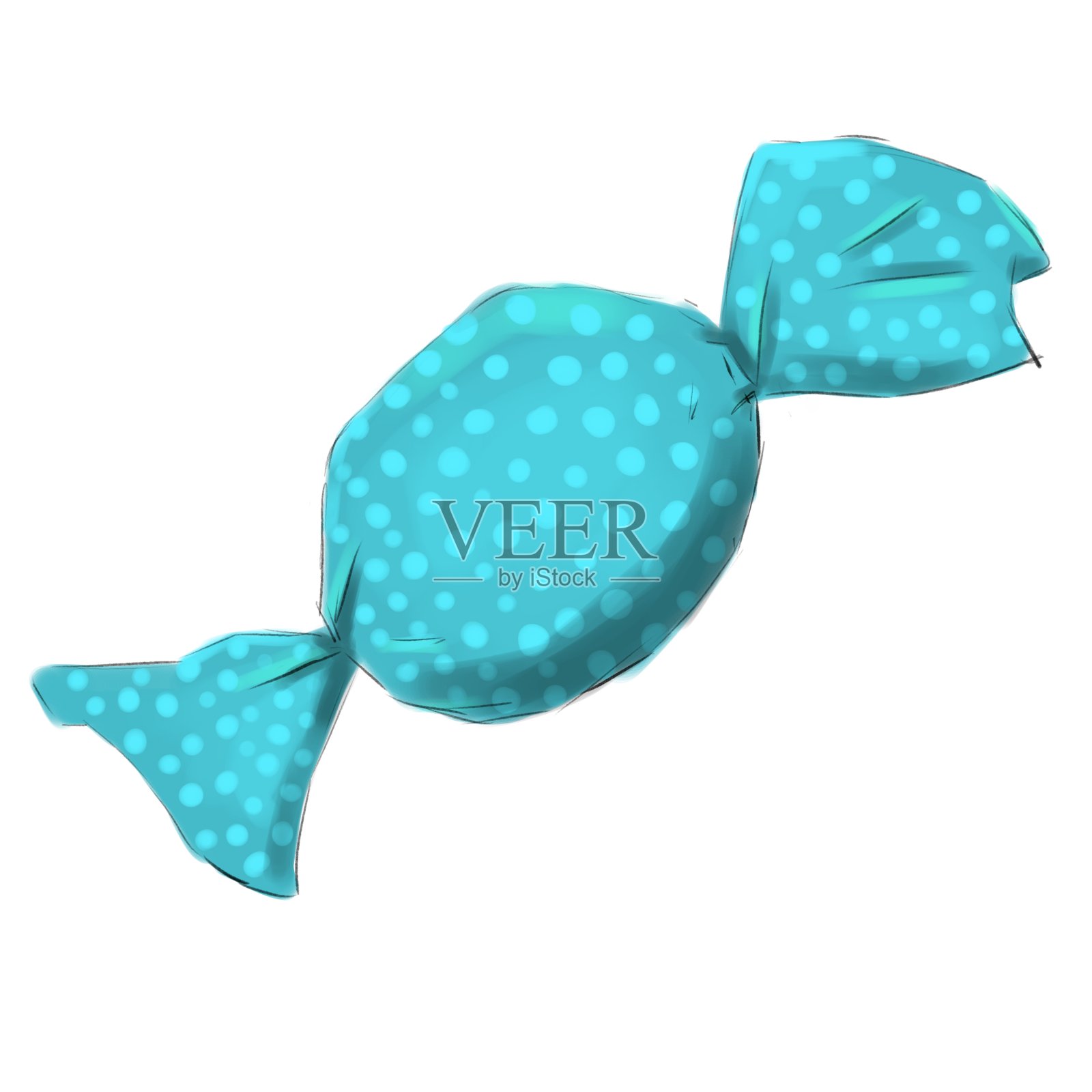 糖果在蓝色包装与点，简单的插图插画图片素材