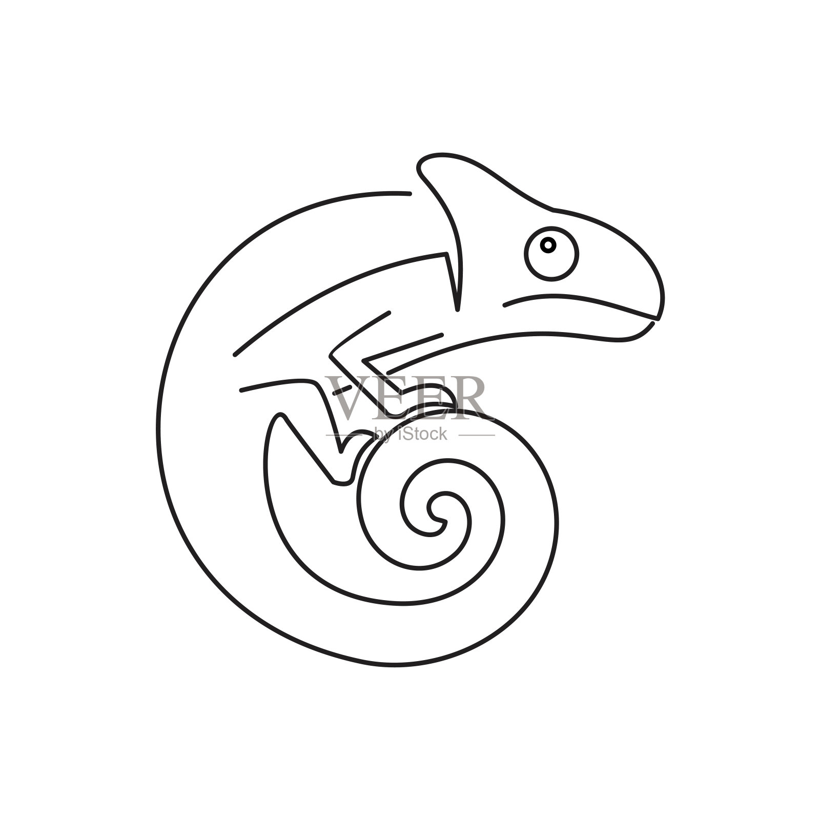 变色龙线图标设计矢量插图插画图片素材