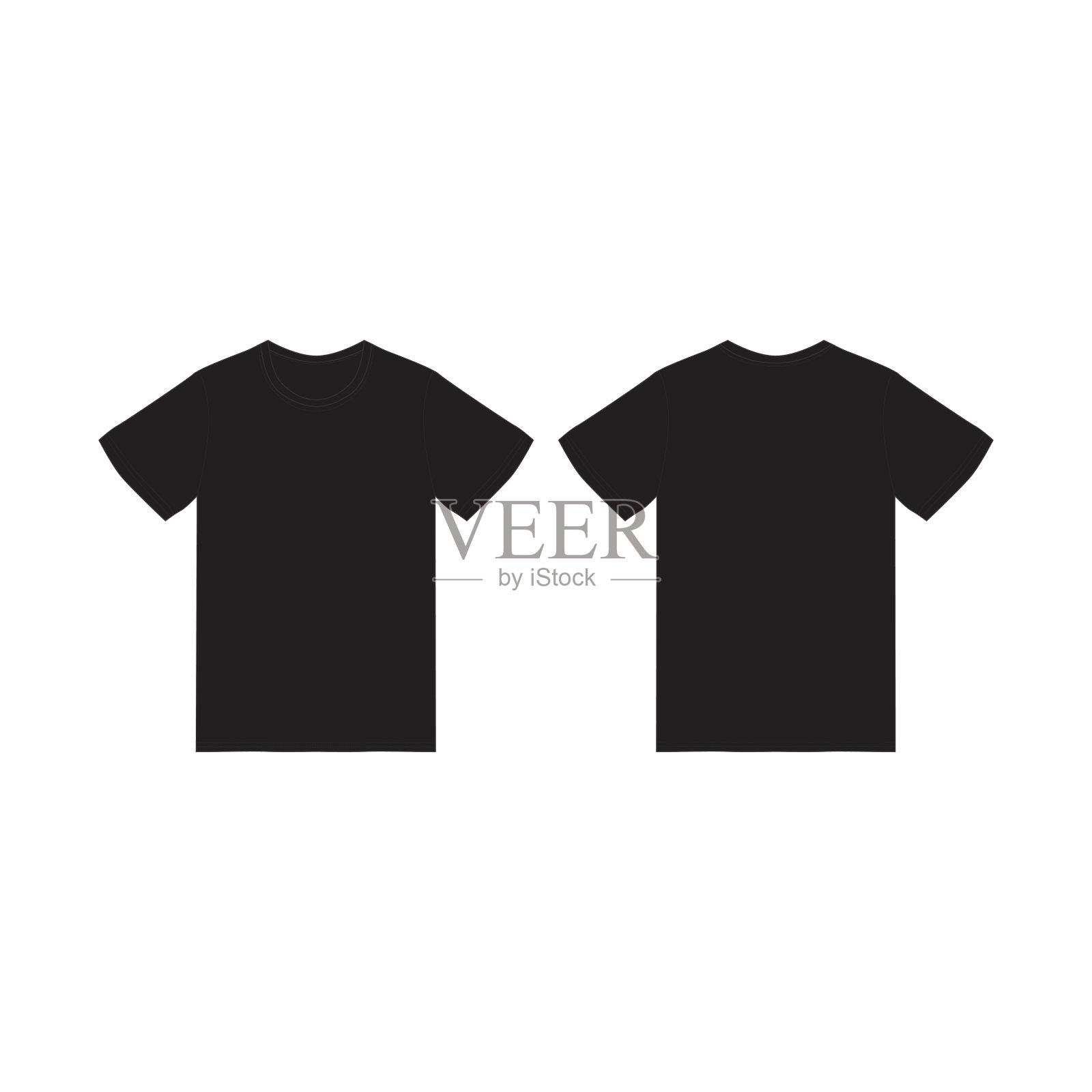 黑色男性T恤模型集正面和背面视图空白纺织品印花设计模板时尚黑色T恤T恤矢量模拟服装矢量插图黑色男性T恤模型集正面后视图空白纺织品印花设计模板时尚T恤插画图片素材