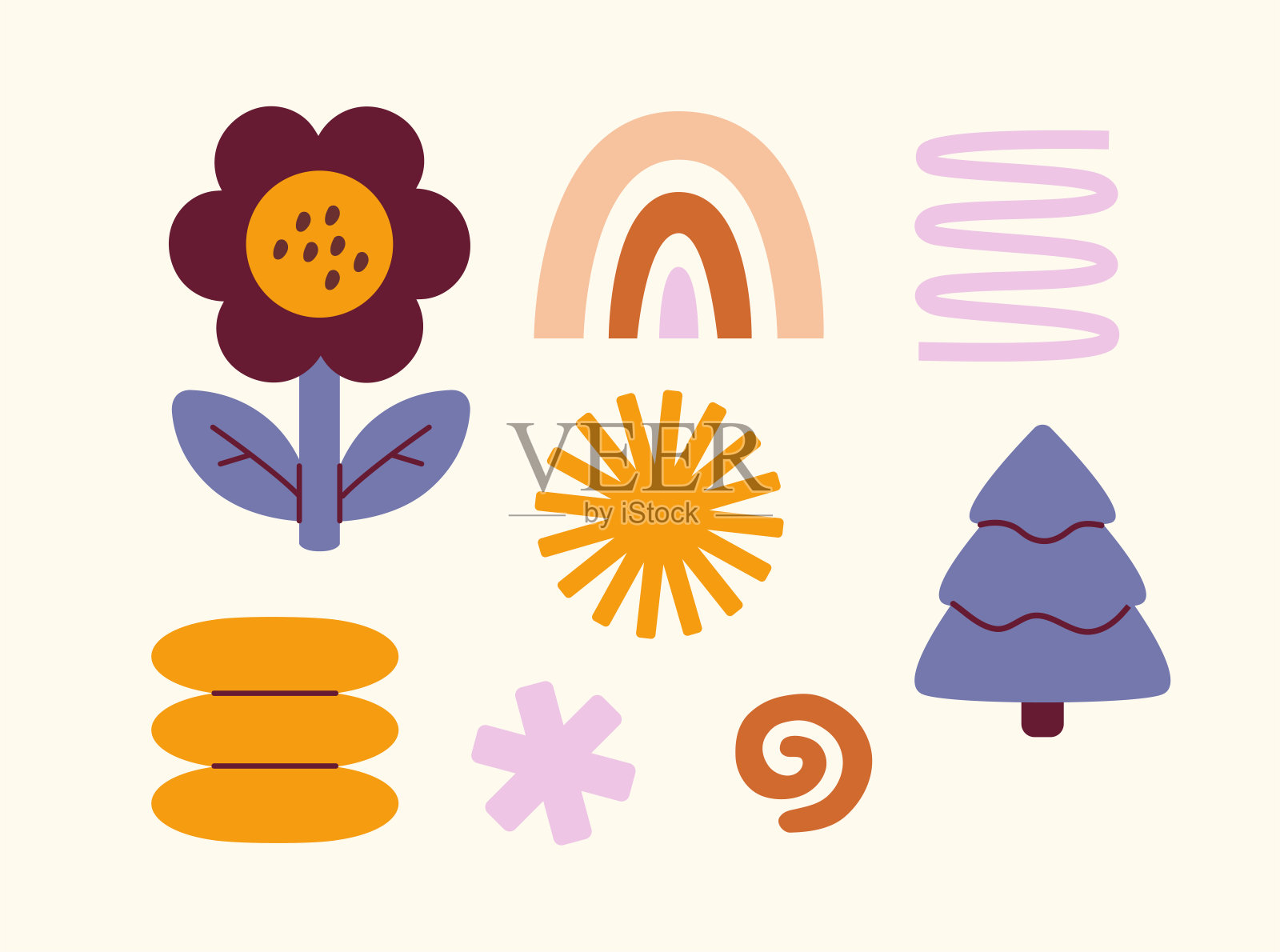 儿童可爱的波西米亚贴图矢量集插画图片素材