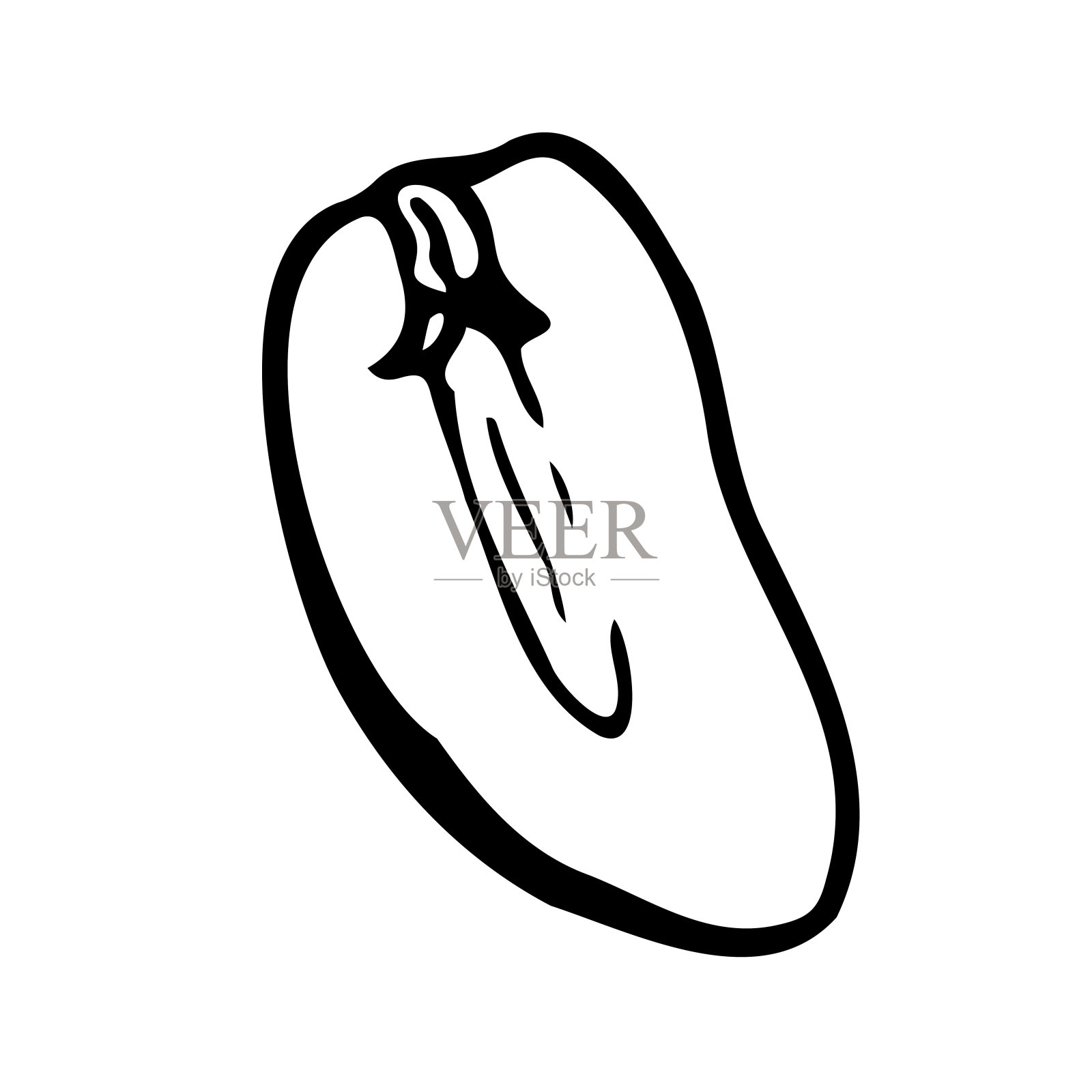 手绘矢量线插图花生的一半。插画图片素材