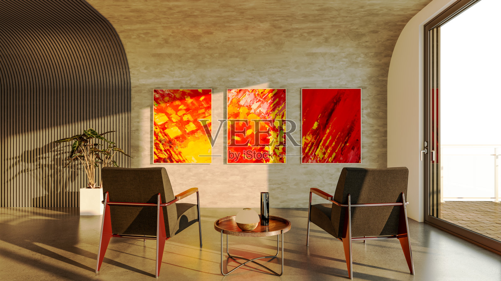 大型豪华现代明亮内饰客厅模型插图3D渲染图像照片摄影图片