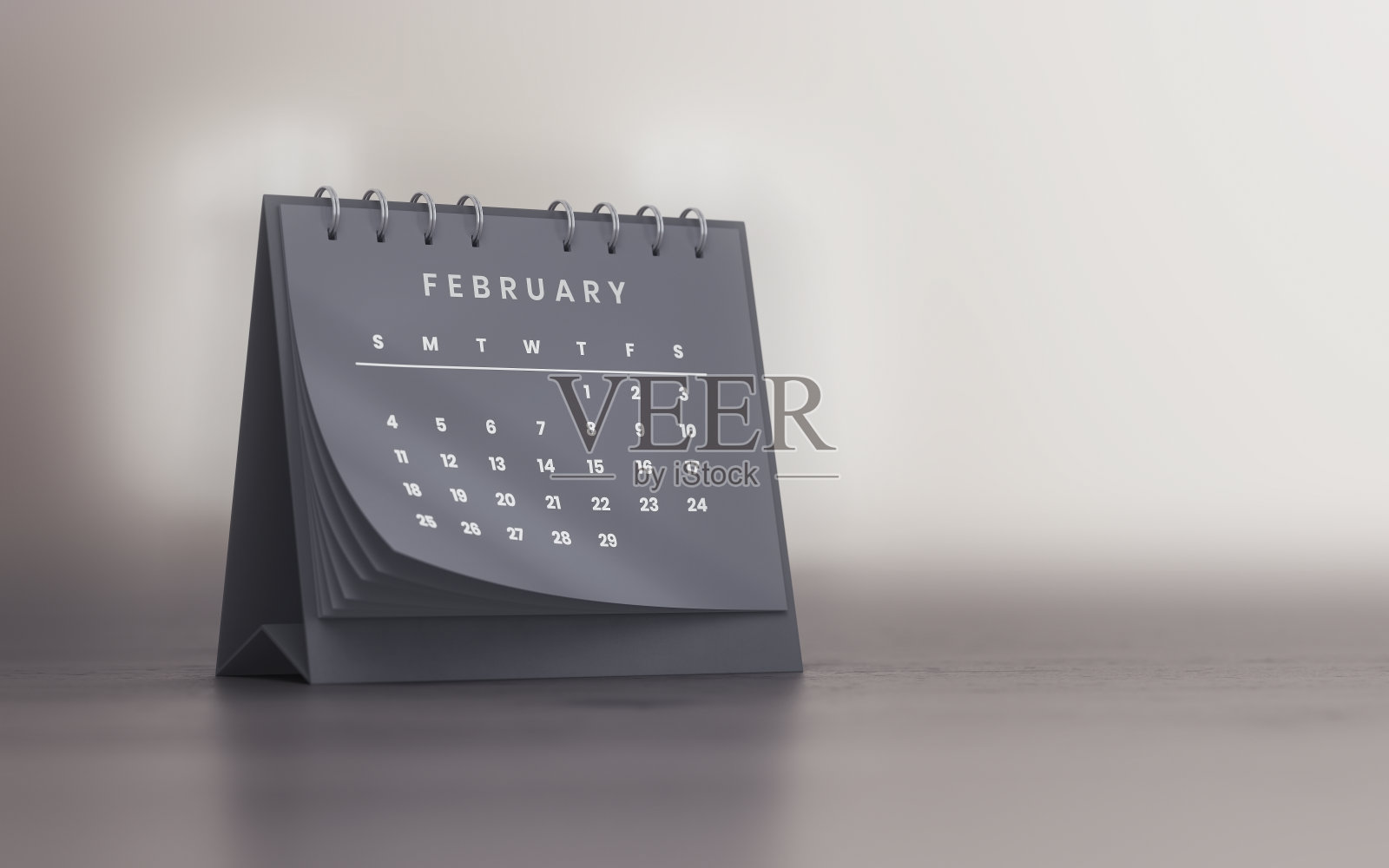 2024年2月现实灰色台历照片摄影图片