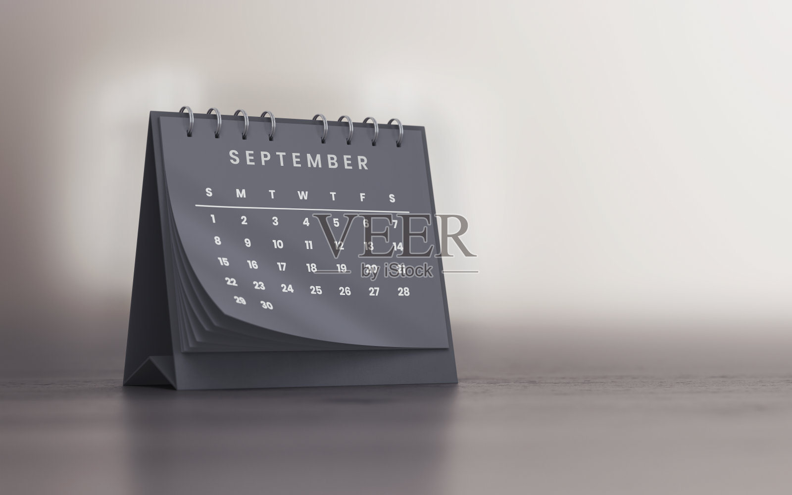2024年9月现实灰色台历照片摄影图片