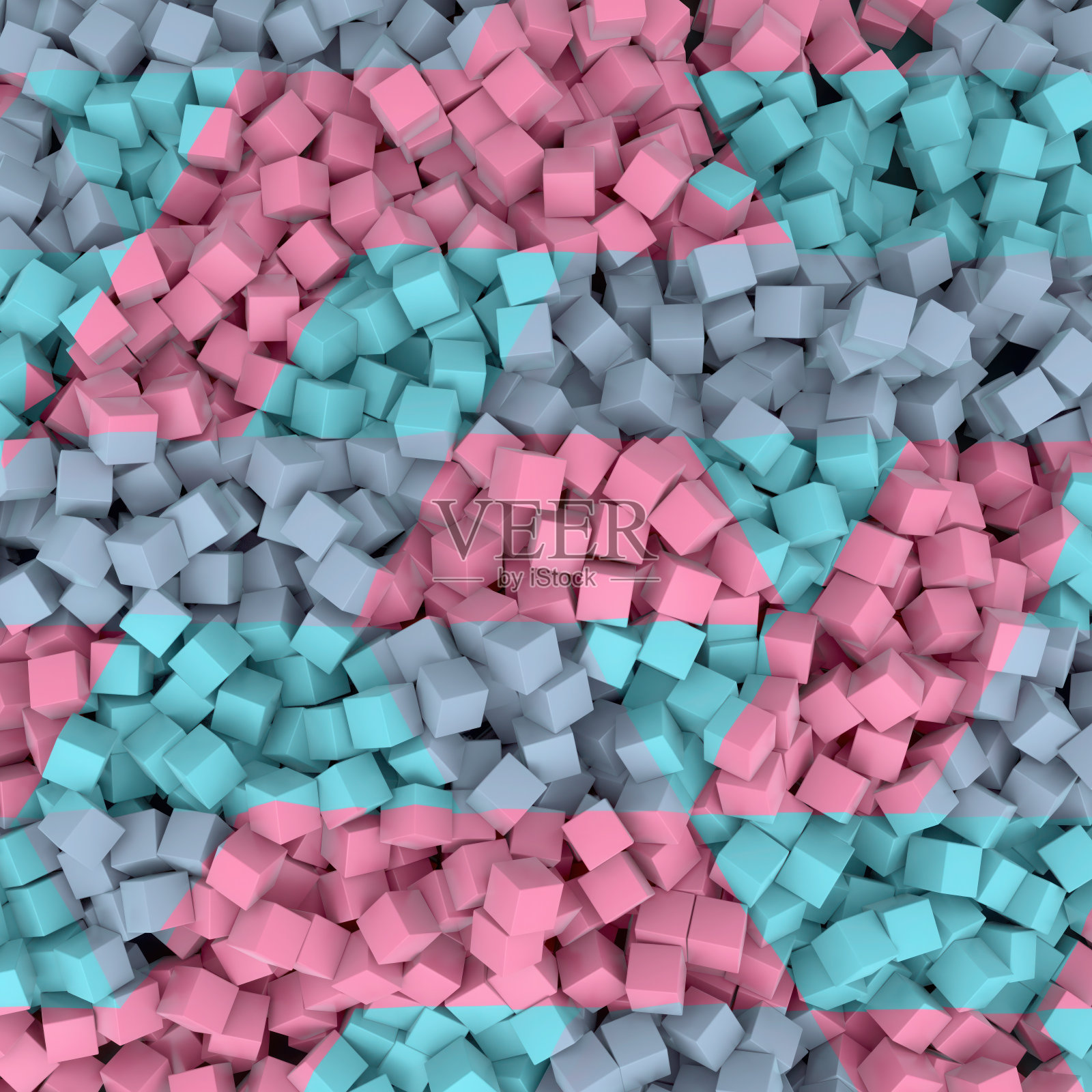 由许多小立方体组成的三维抽象几何图案的数字插图照片摄影图片