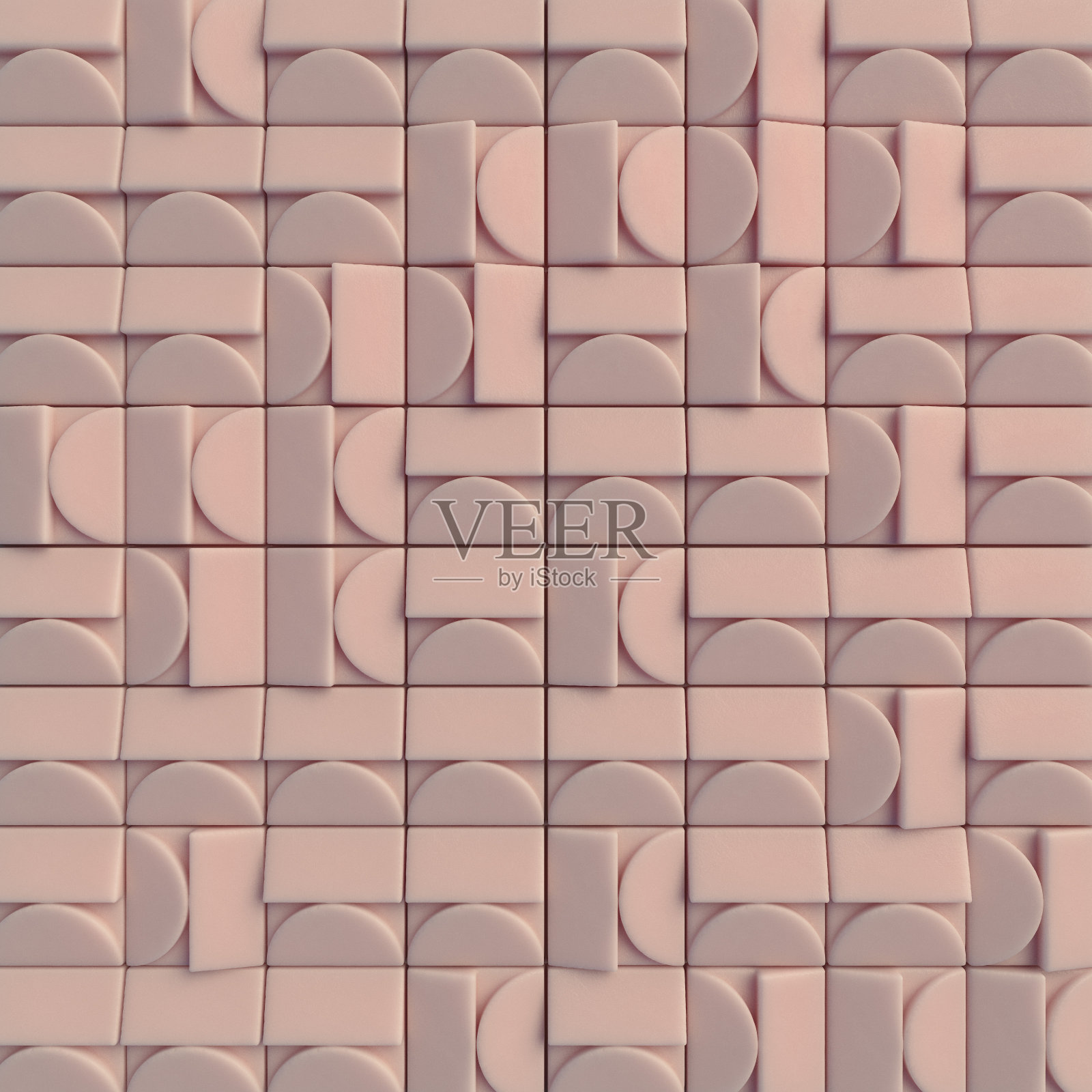 几何图案交织的形状在一个柔和的粉红色。三维渲染数字插图照片摄影图片