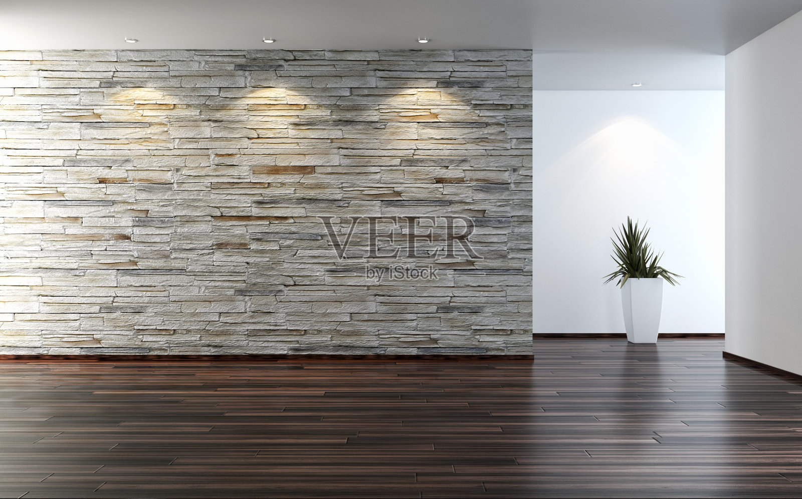 现代明亮的室内空房间3D渲染照片摄影图片