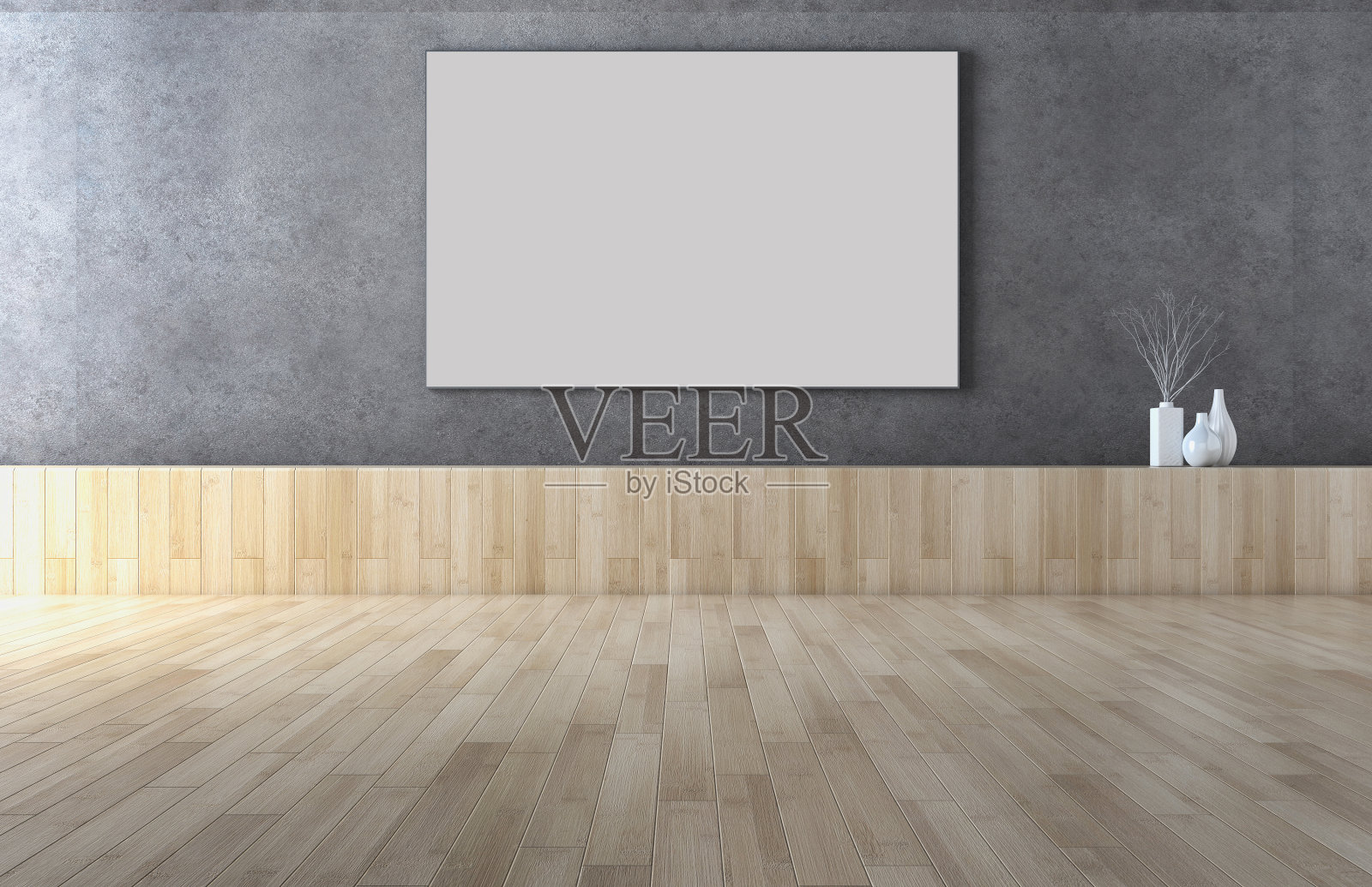 现代明亮的室内空房间3D渲染照片摄影图片