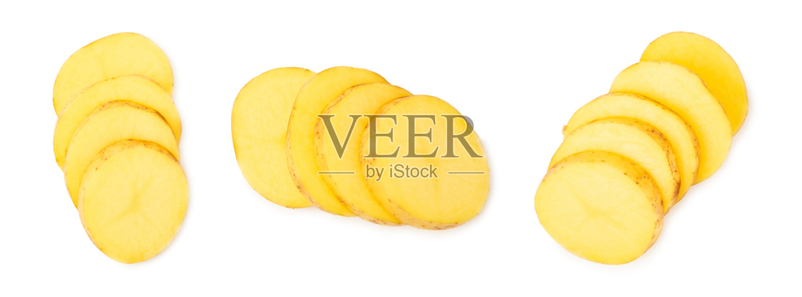 年轻的土豆。生土豆被隔离在白色背景上。削土豆皮。获取集合中。新鲜的有机土豆。农业的背景。素食主义者。蔬菜。土豆片。照片摄影图片