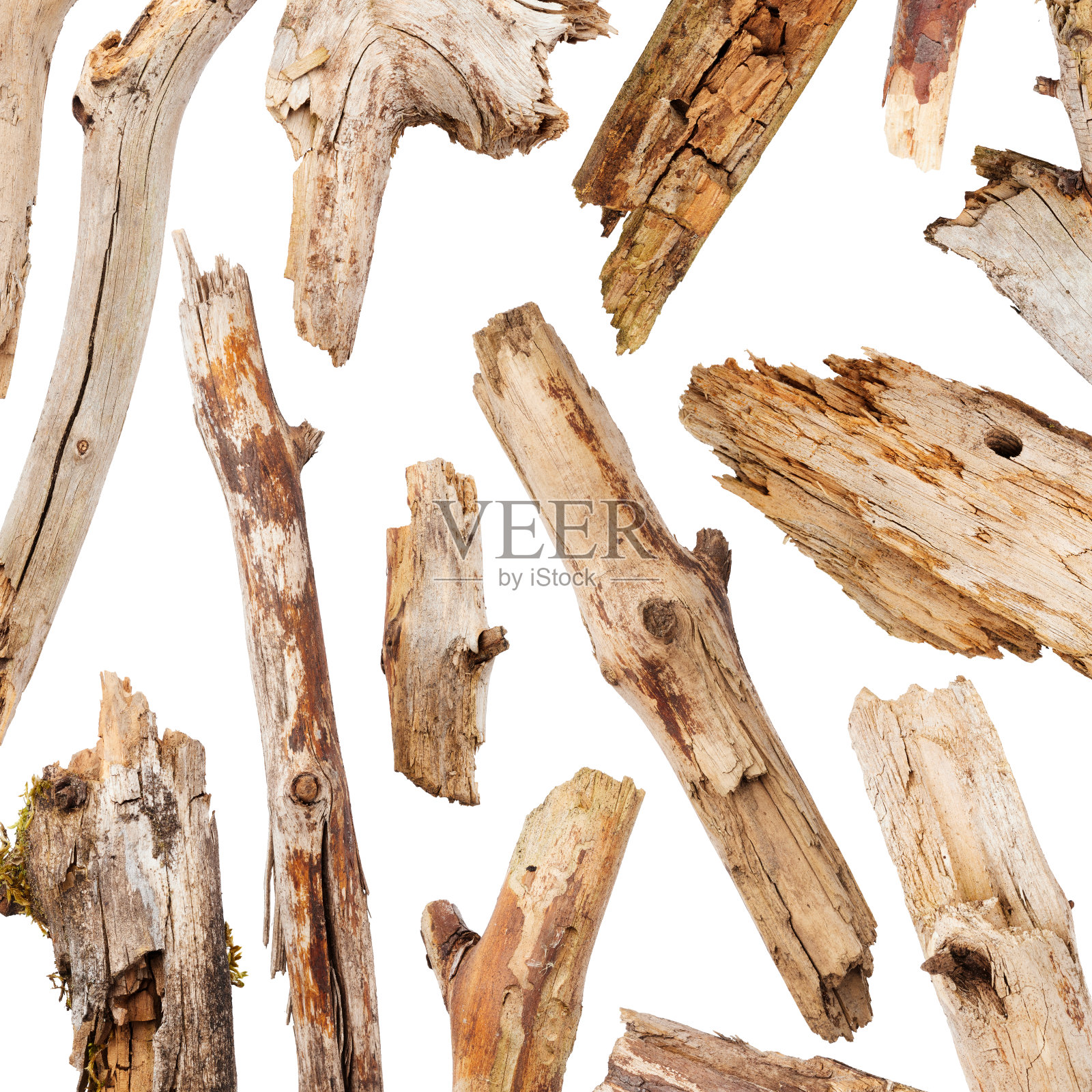 破碎的木棒孤立在白色的背景上照片摄影图片
