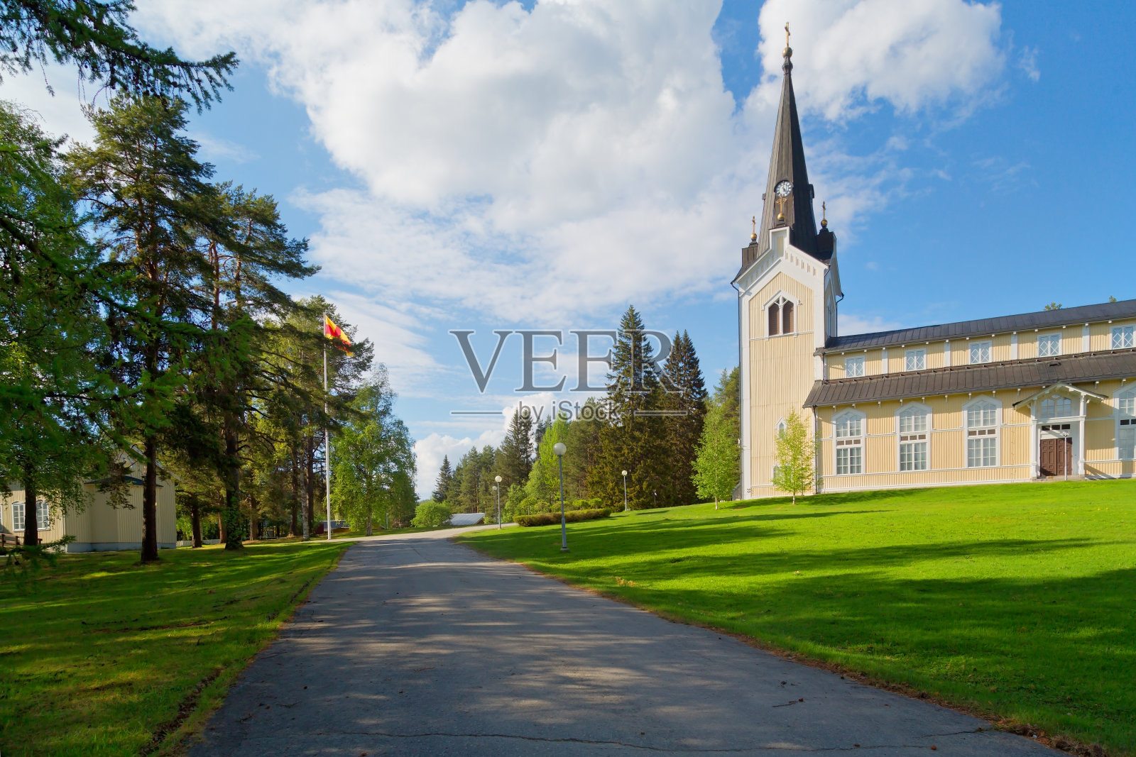 古老的木制教堂，拉普兰，瑞典北部，斯堪的纳维亚半岛，欧洲照片摄影图片
