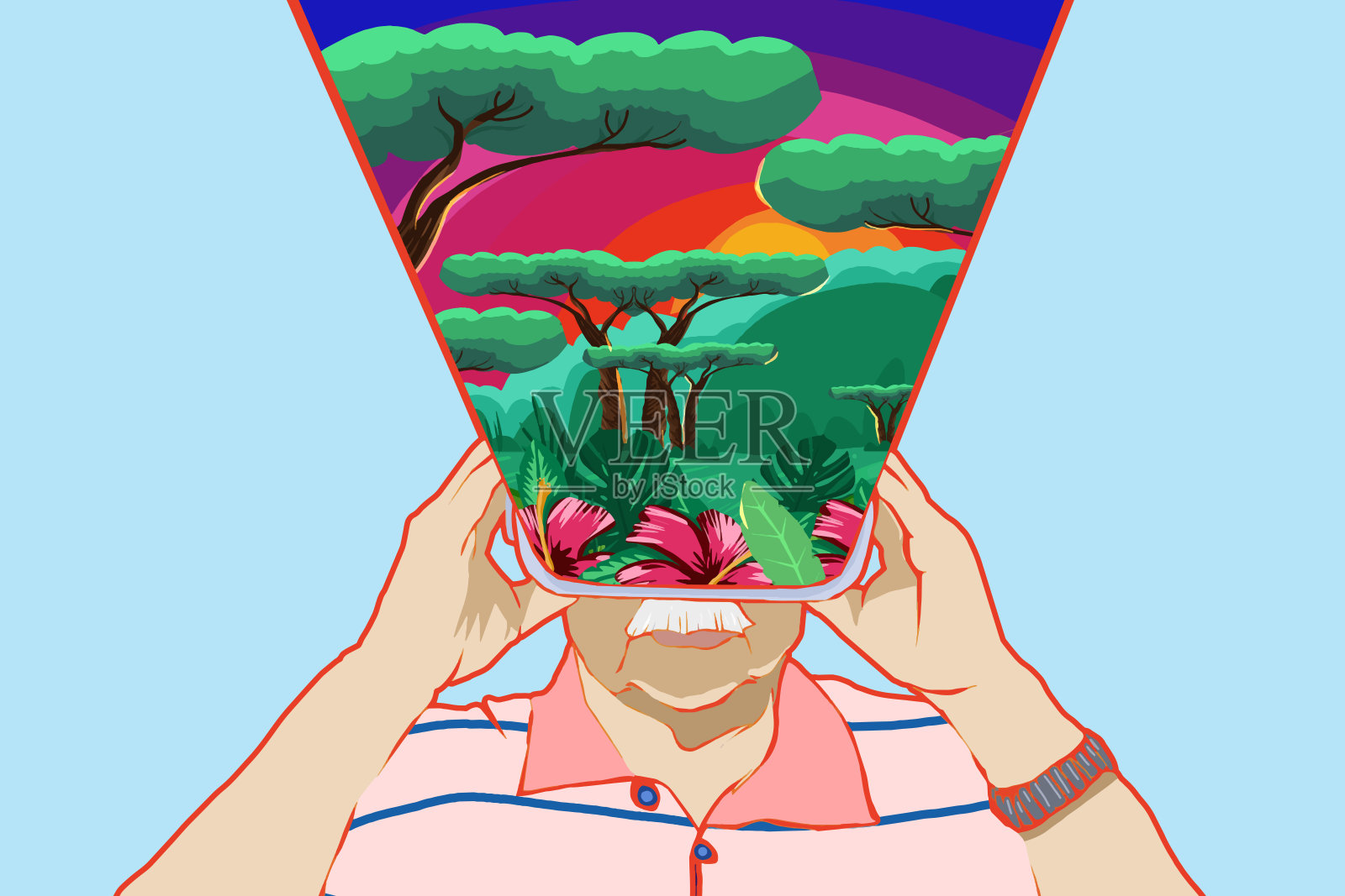 VR可以让你的生活更美好插画图片素材