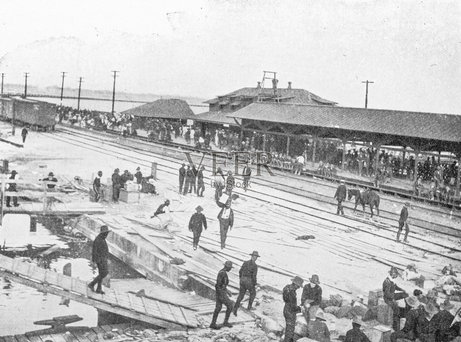 美西战争期间古巴的古董照片，在坦帕港登船插画图片素材