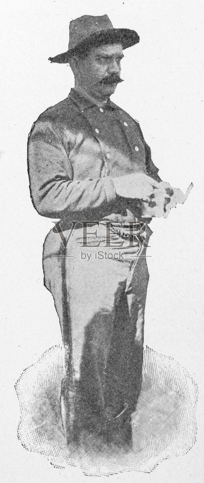 美西战争期间在古巴的士兵和军官的古董照片插画图片素材