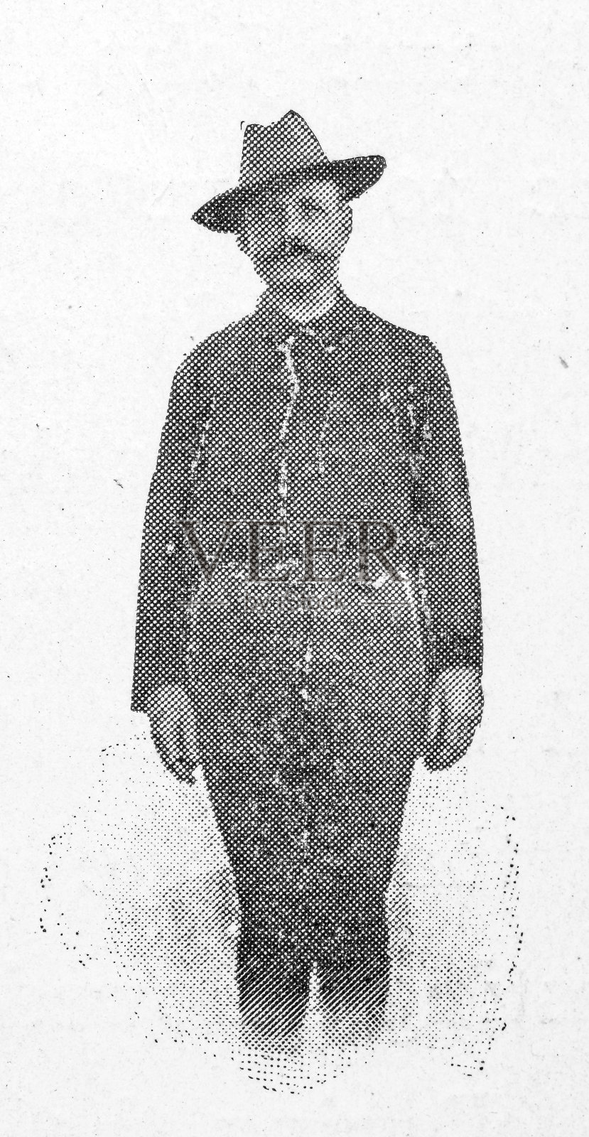 美西战争期间在古巴的士兵和军官的古董照片插画图片素材