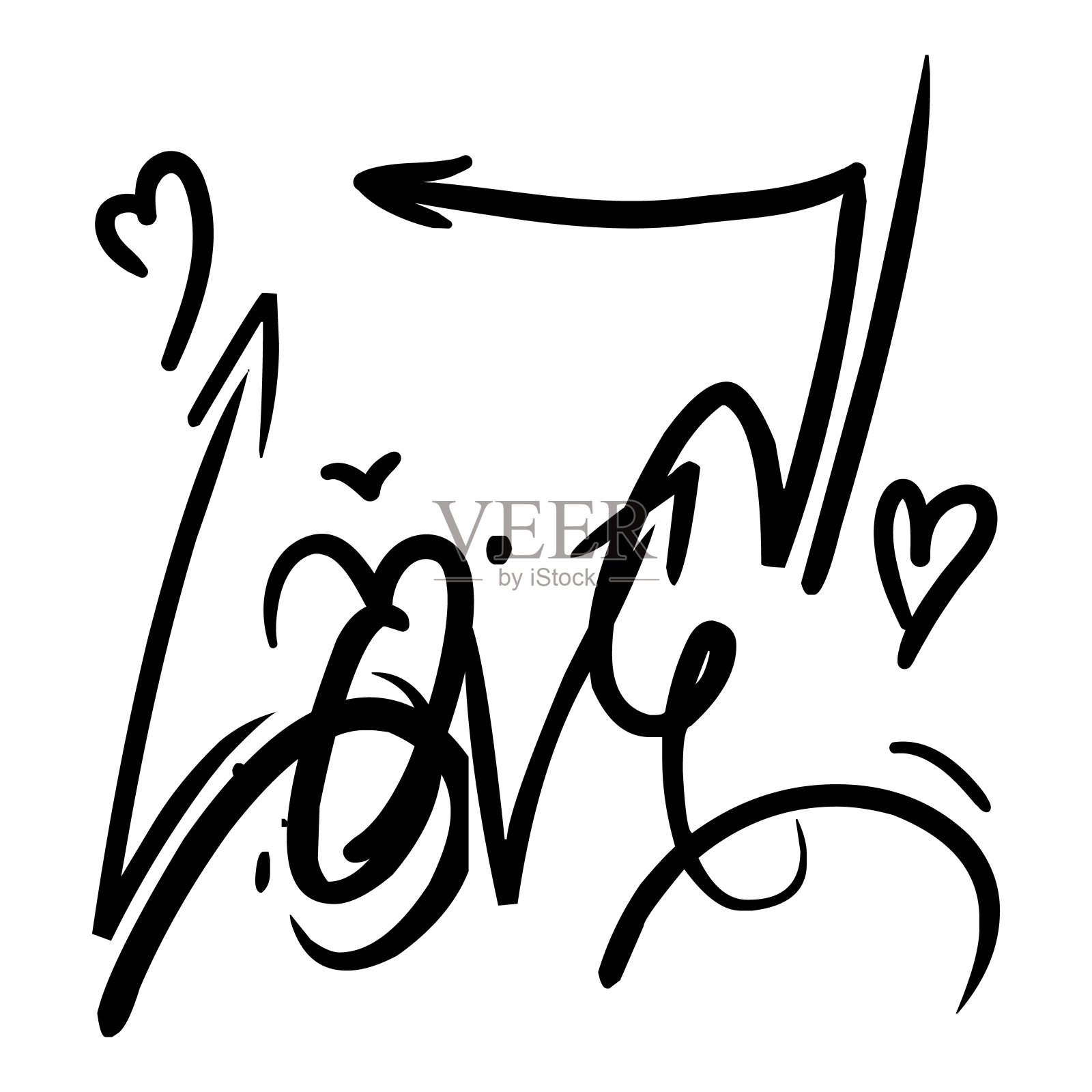 碑文是现代涂鸦风格。题词是“爱”。时尚的矢量隔离插图在一个白色的背景。街道铭文与标记与细节插画图片素材