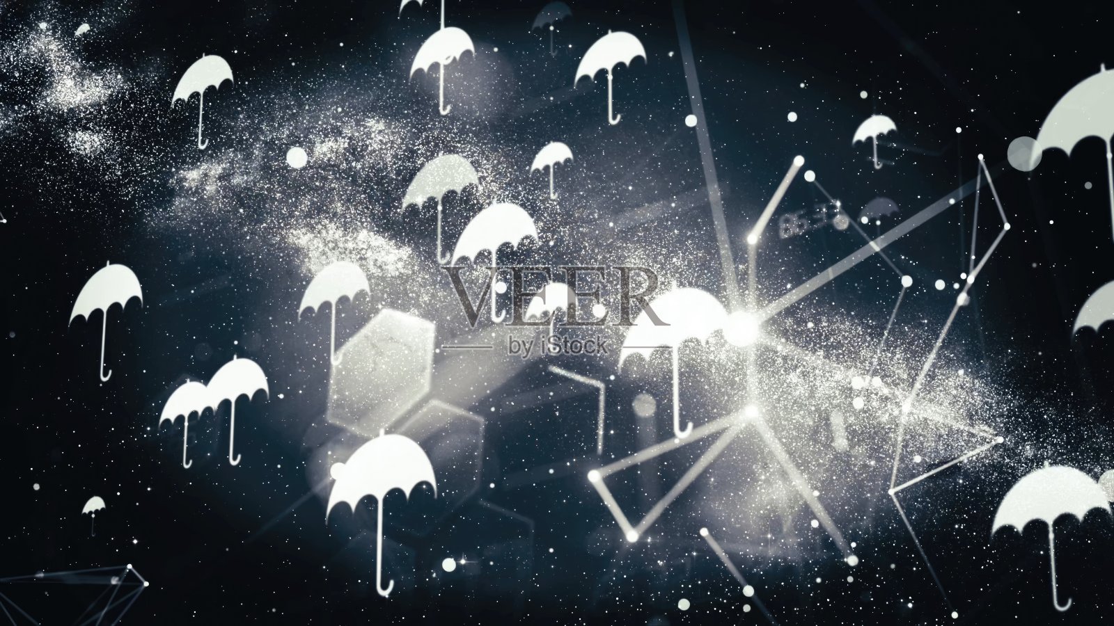 漂浮的雨伞图标。照片摄影图片