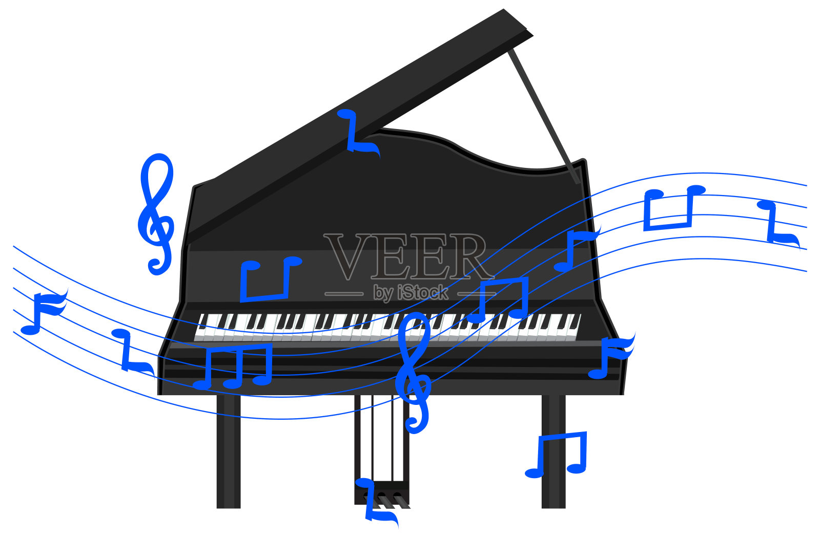 带音符的钢琴插画图片素材