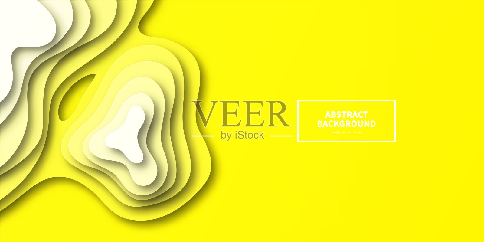 剪纸背景-黄色抽象流体形状-新潮的3D设计插画图片素材